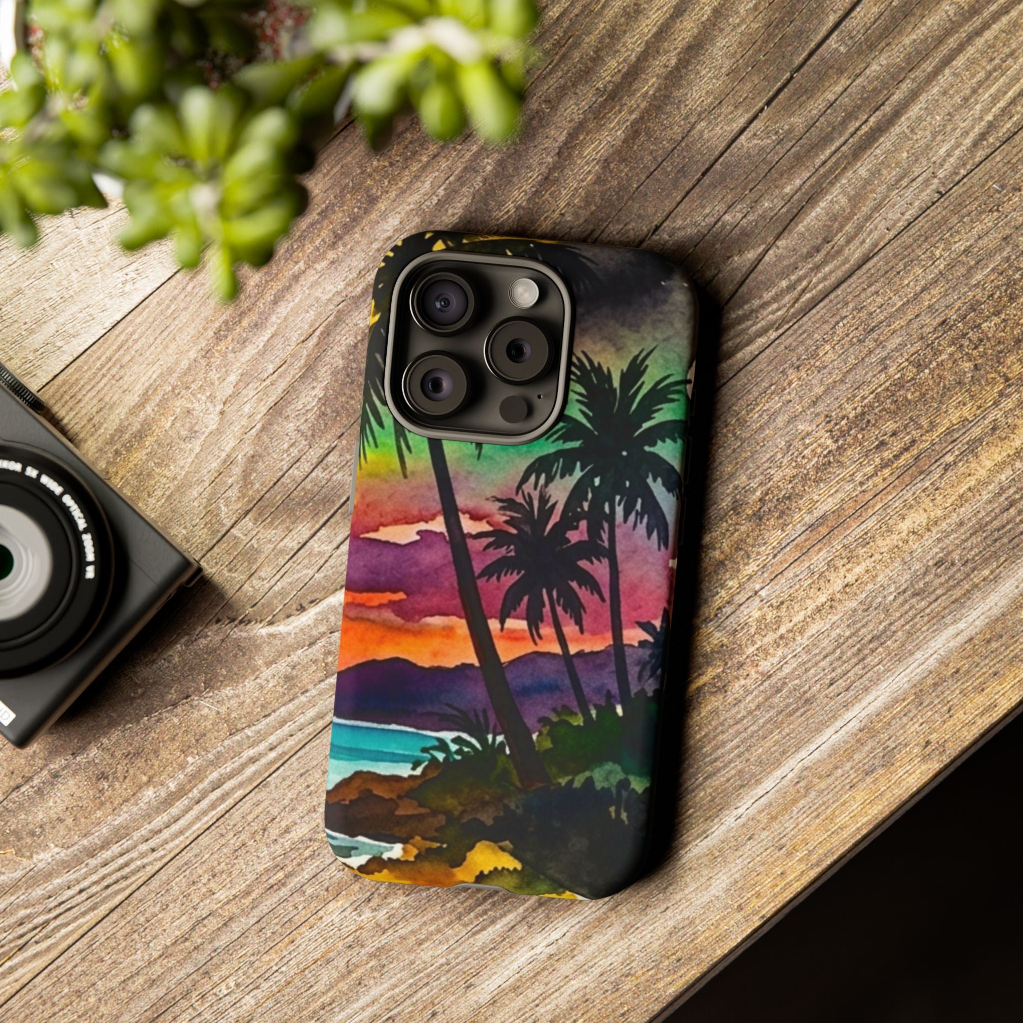 Tropical Sunset Phone Case – Palm Tree Beach Protective Cover
