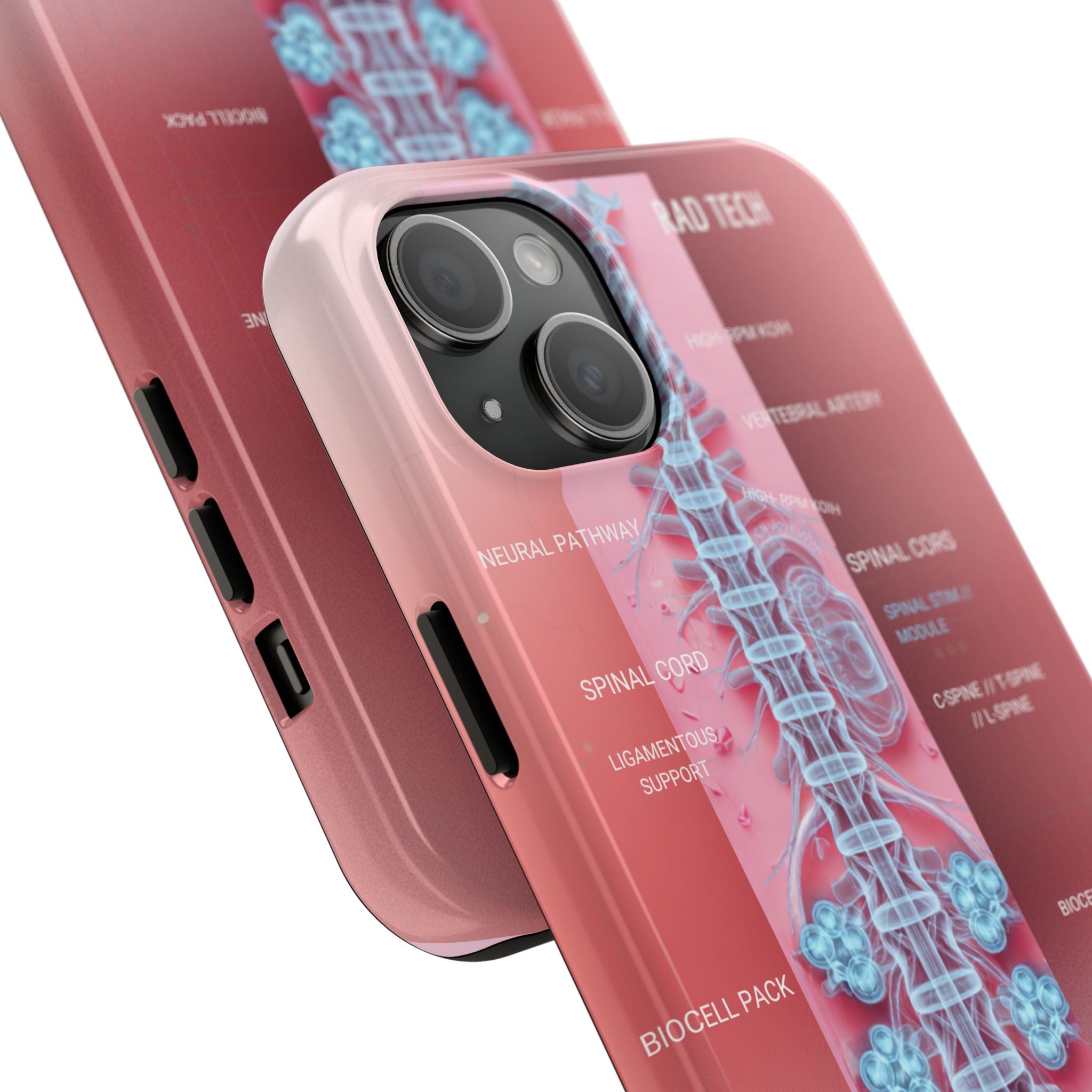 Anatomical Spine Tough Phone Case — Medical X-Ray Design, ‘Spinal Cord’ Labelled