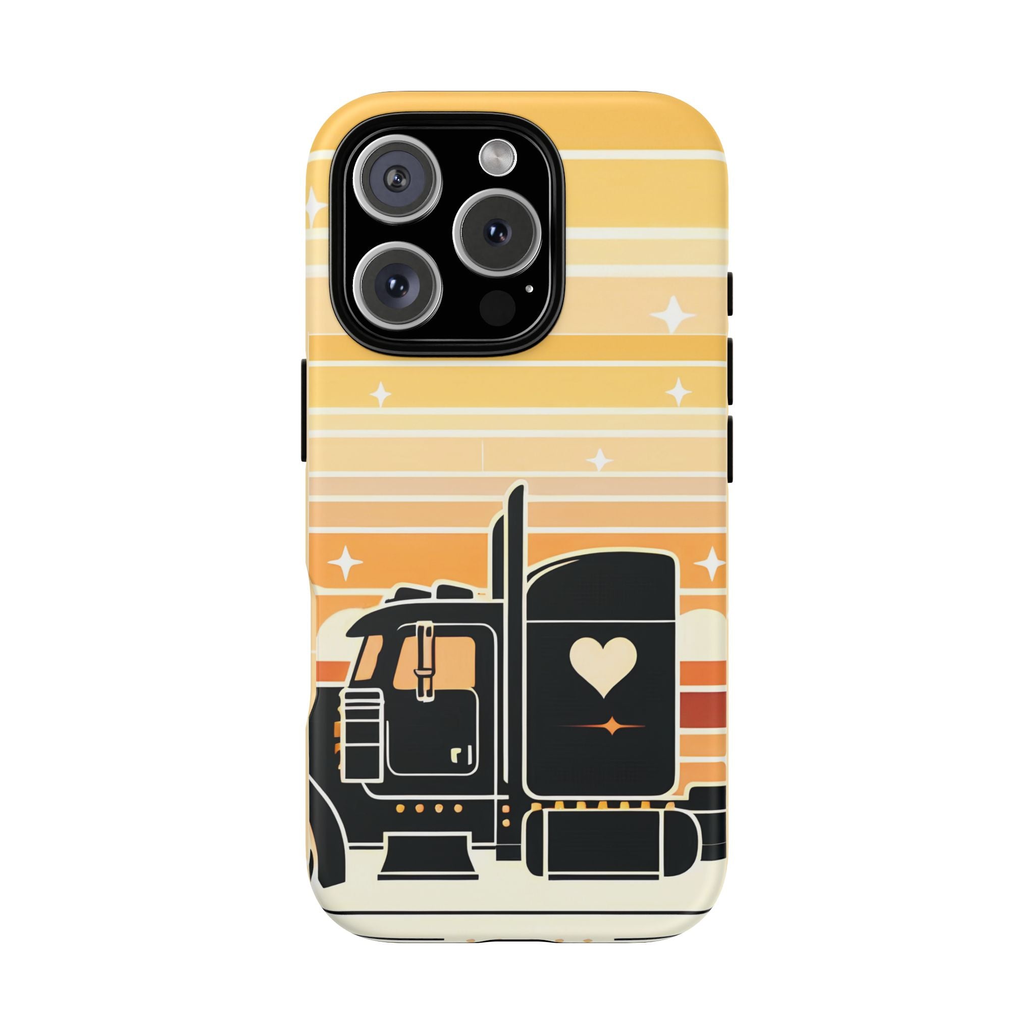 Trucker Heart Phone Case — Retro Semi Truck Protective Phone Cover