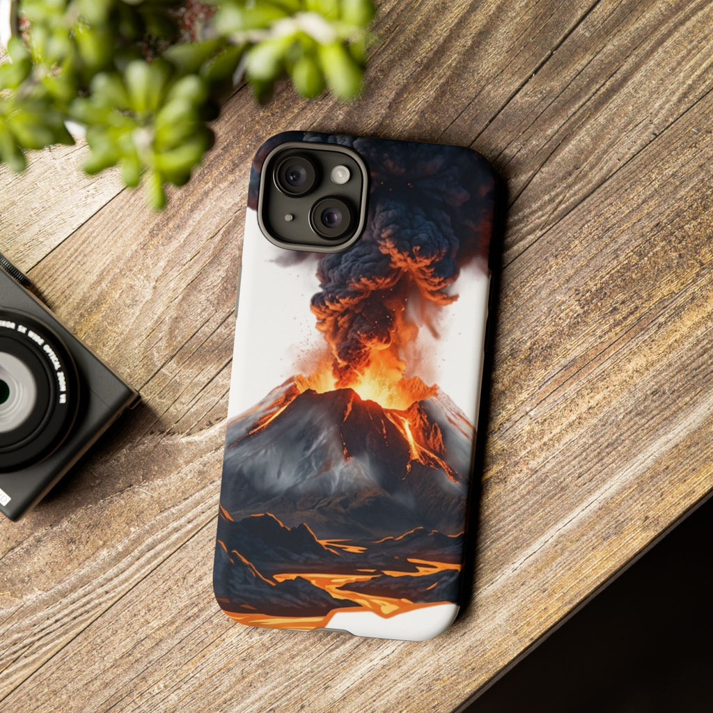 Volcano Eruption Tough Phone Case — Fiery Lava Protective Cover