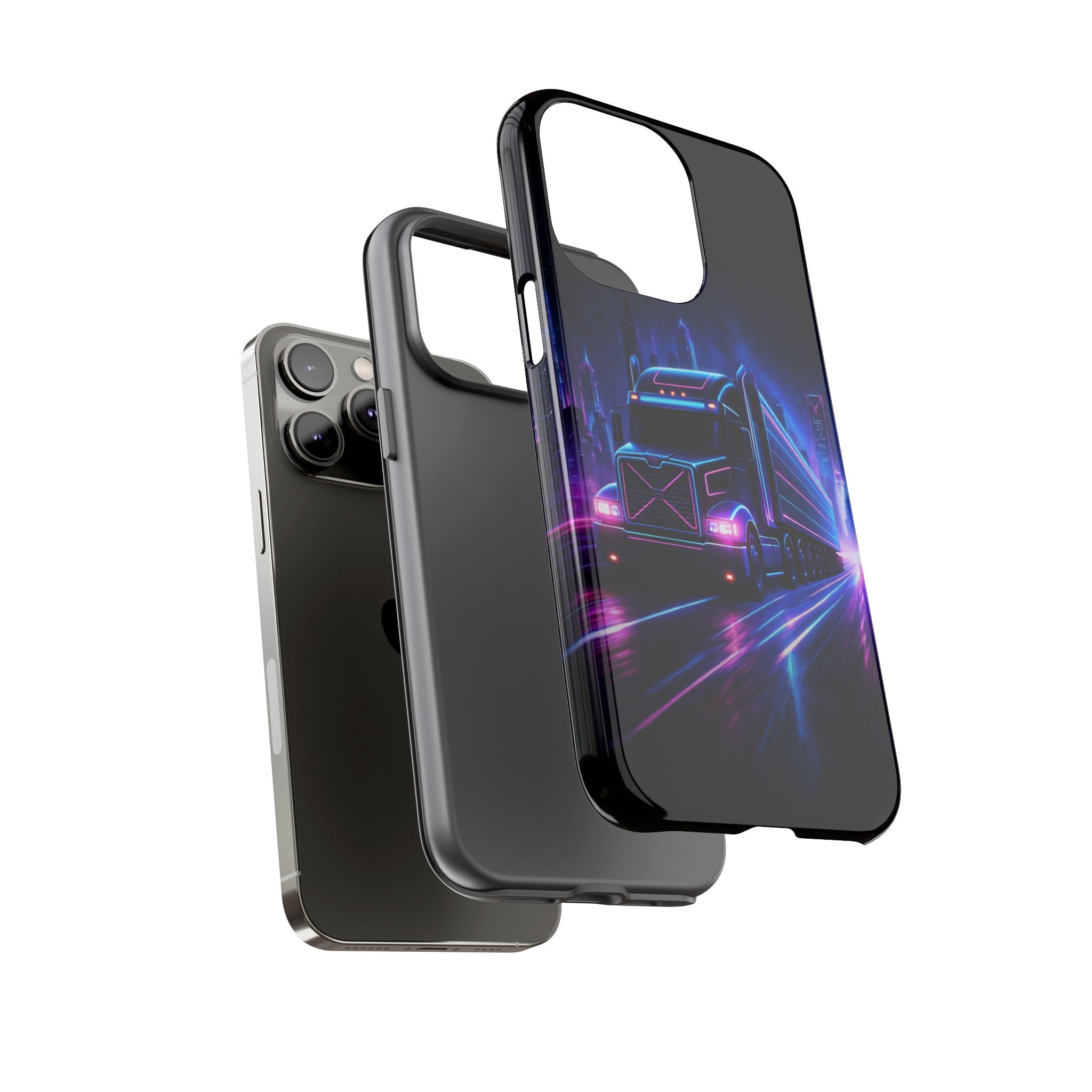 Neon Retro Rig Phone Case — Trucker Semi Truck Nightscape Protective Case