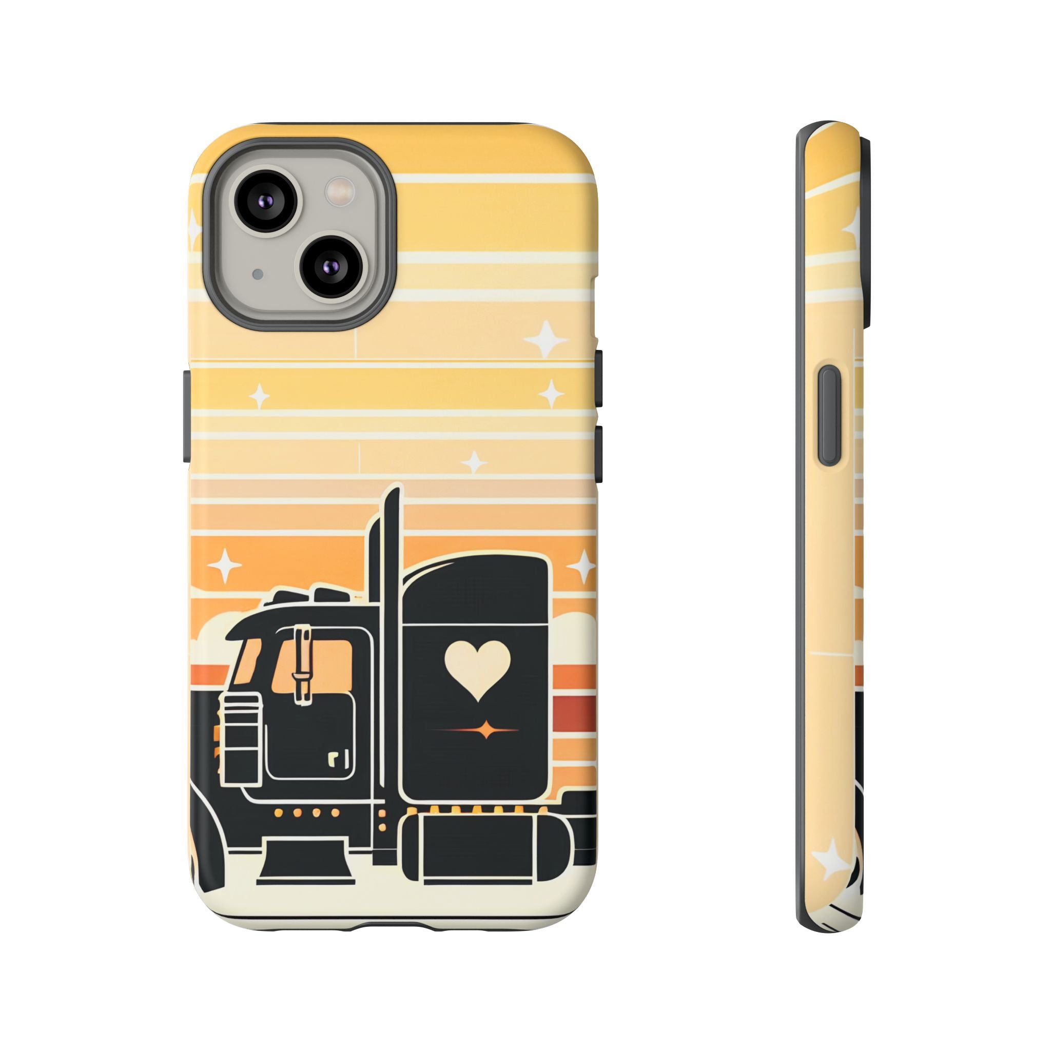 Trucker Heart Phone Case — Retro Semi Truck Protective Phone Cover