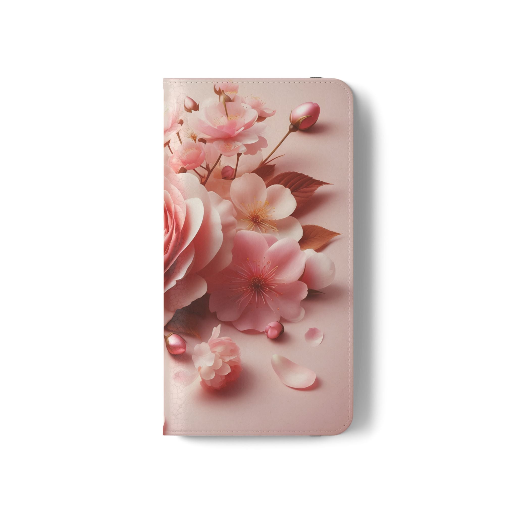 Floral Rose Flip Case — Pink Blossom Wallet Phone Cover