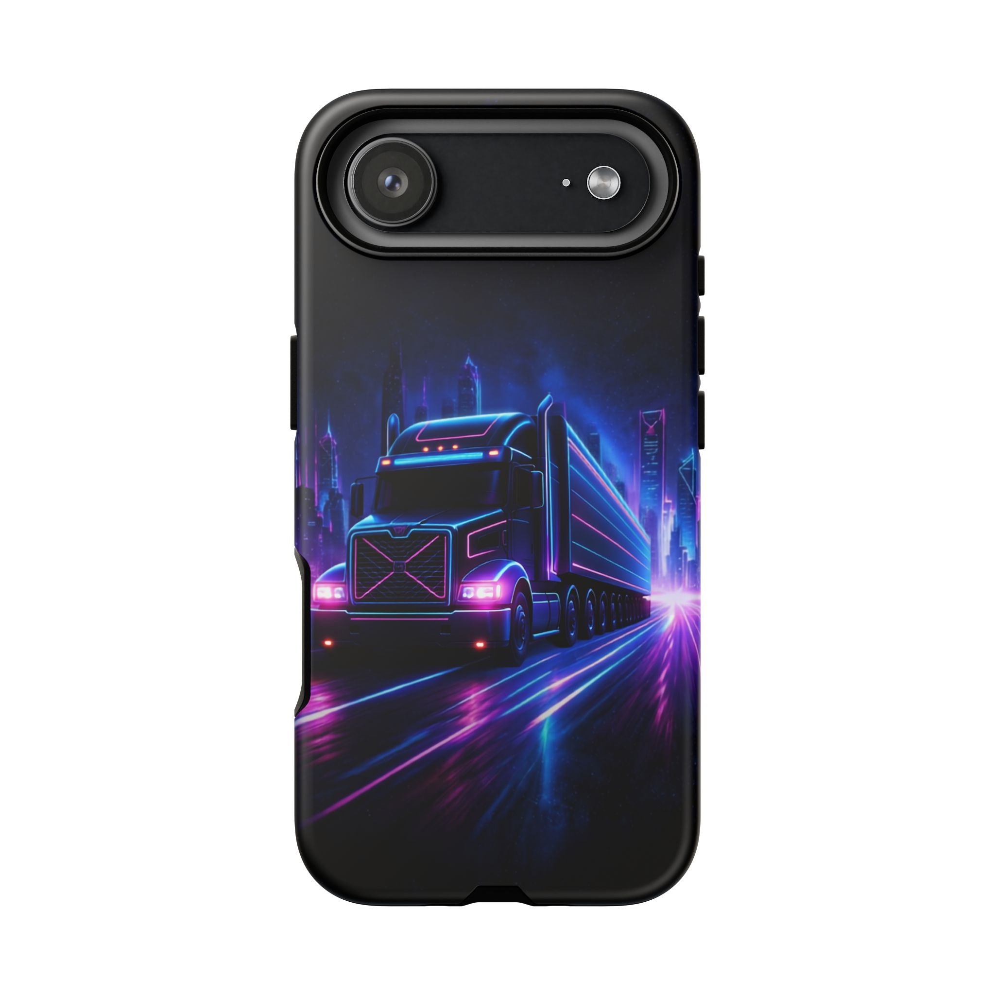 Neon Retro Rig Phone Case — Trucker Semi Truck Nightscape Protective Case