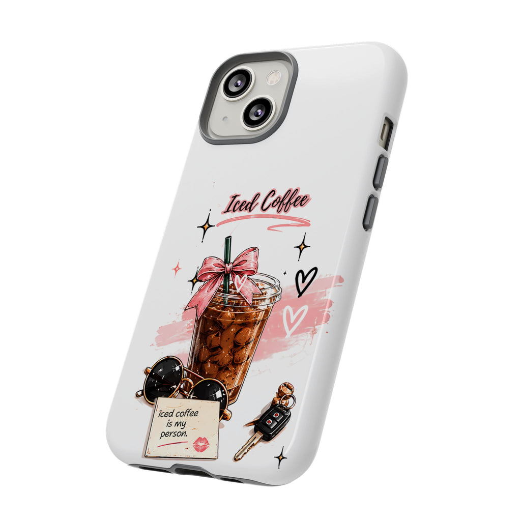 Iced Coffee Phone Case – Cute Pink Boba Design ("Iced coffee is my person")