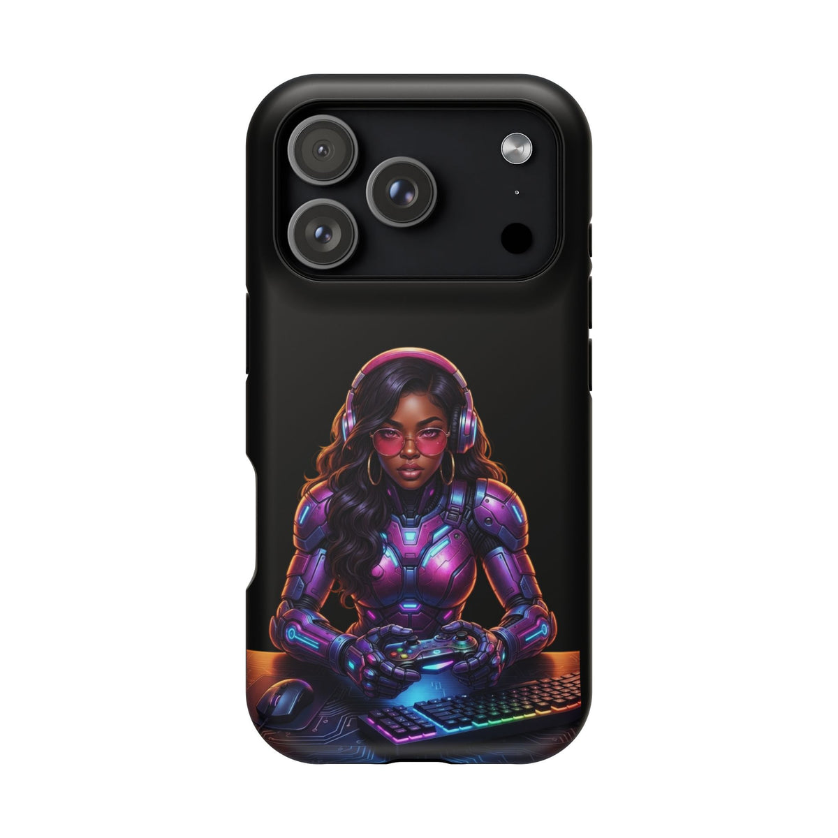 Gamer Girl Cyber Armor Phone Case — Impact‑Resistant Protective Cover