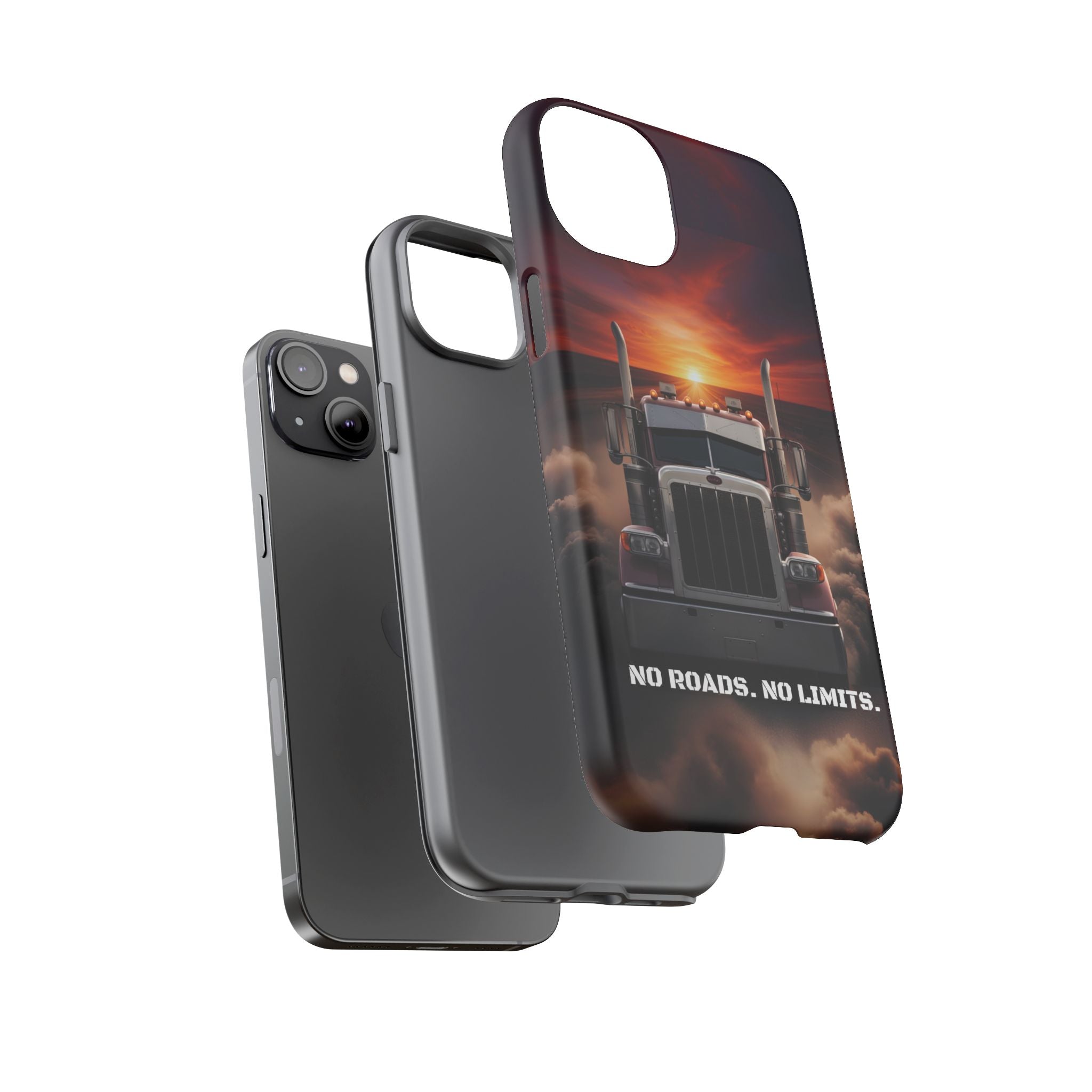 Truck Phone Case — "No Roads. No Limits." Sunset Semi Truck Protective Case