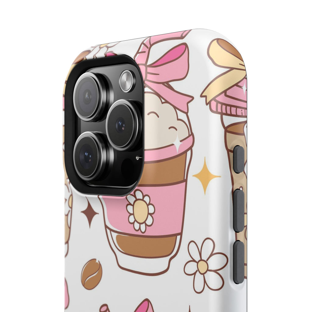 Cute Pink Coffee & Latte Pattern Impact Phone Case