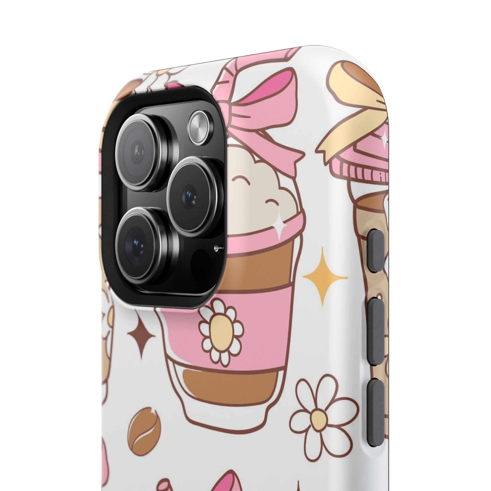 Cute Pink Coffee & Latte Pattern Impact Phone Case