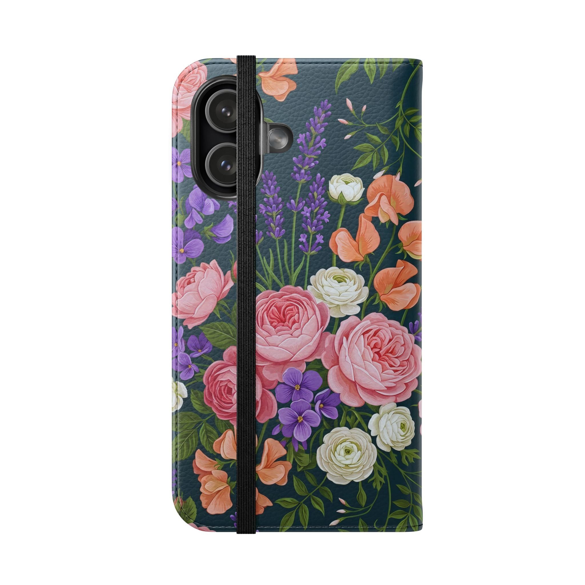 Floral Flip Phone Case -Wallet Cover with Card Slots