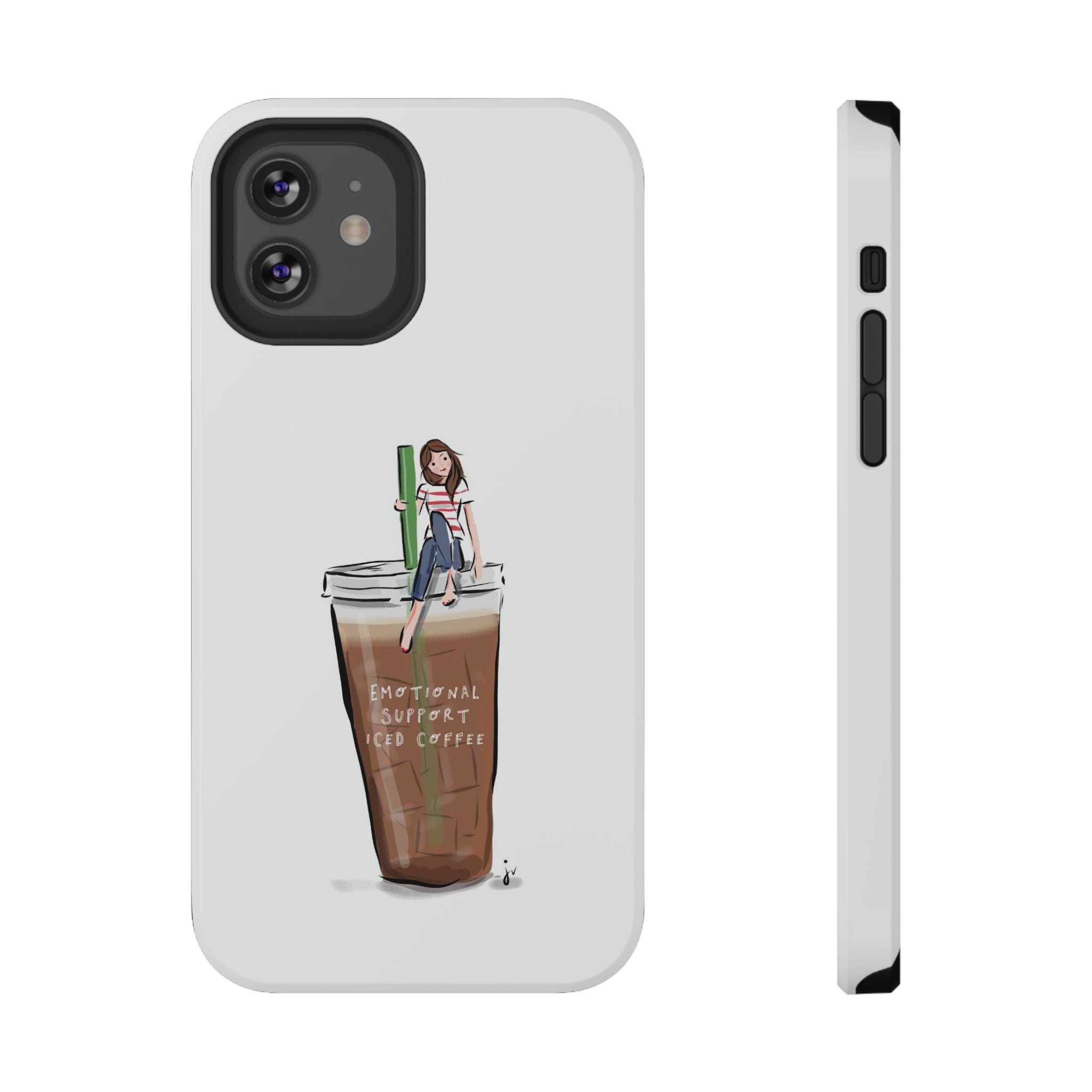 Iced Coffee & Me Phone Case — Cute Illustration 'Emotional Support Iced Coffee' Impact-Resistant Case