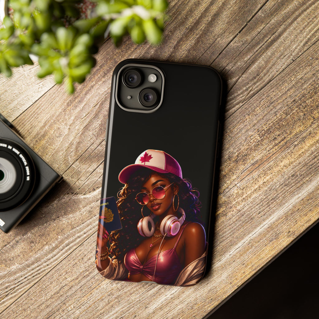 Phone Case - Cool Urban Woman with Headphones & Maple Hat