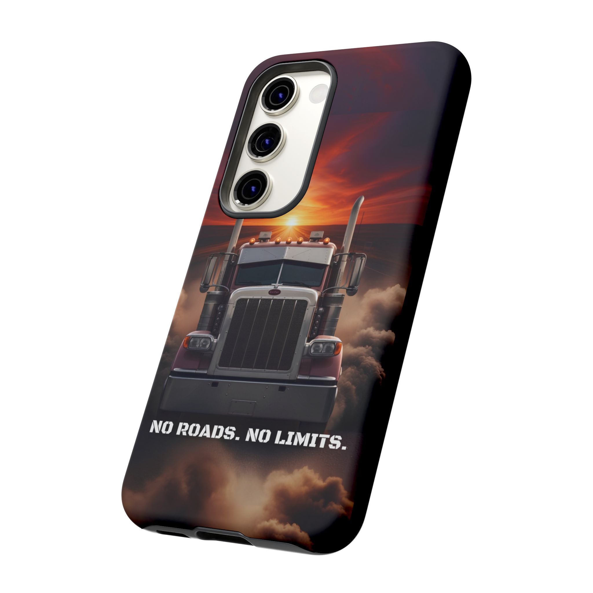 Truck Phone Case — "No Roads. No Limits." Sunset Semi Truck Protective Case