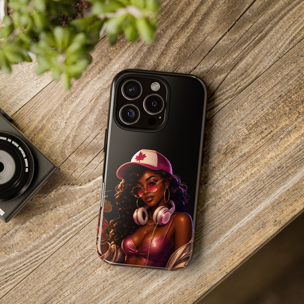 Phone Case - Cool Urban Woman with Headphones & Maple Hat