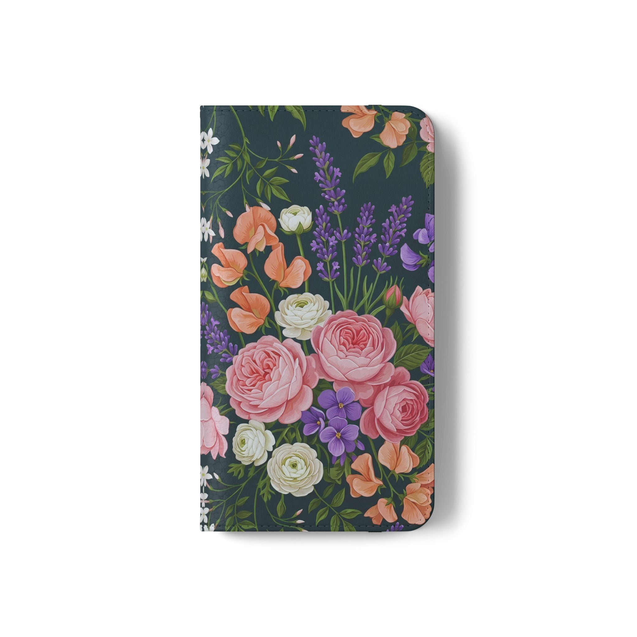 Floral Flip Phone Case -Wallet Cover with Card Slots