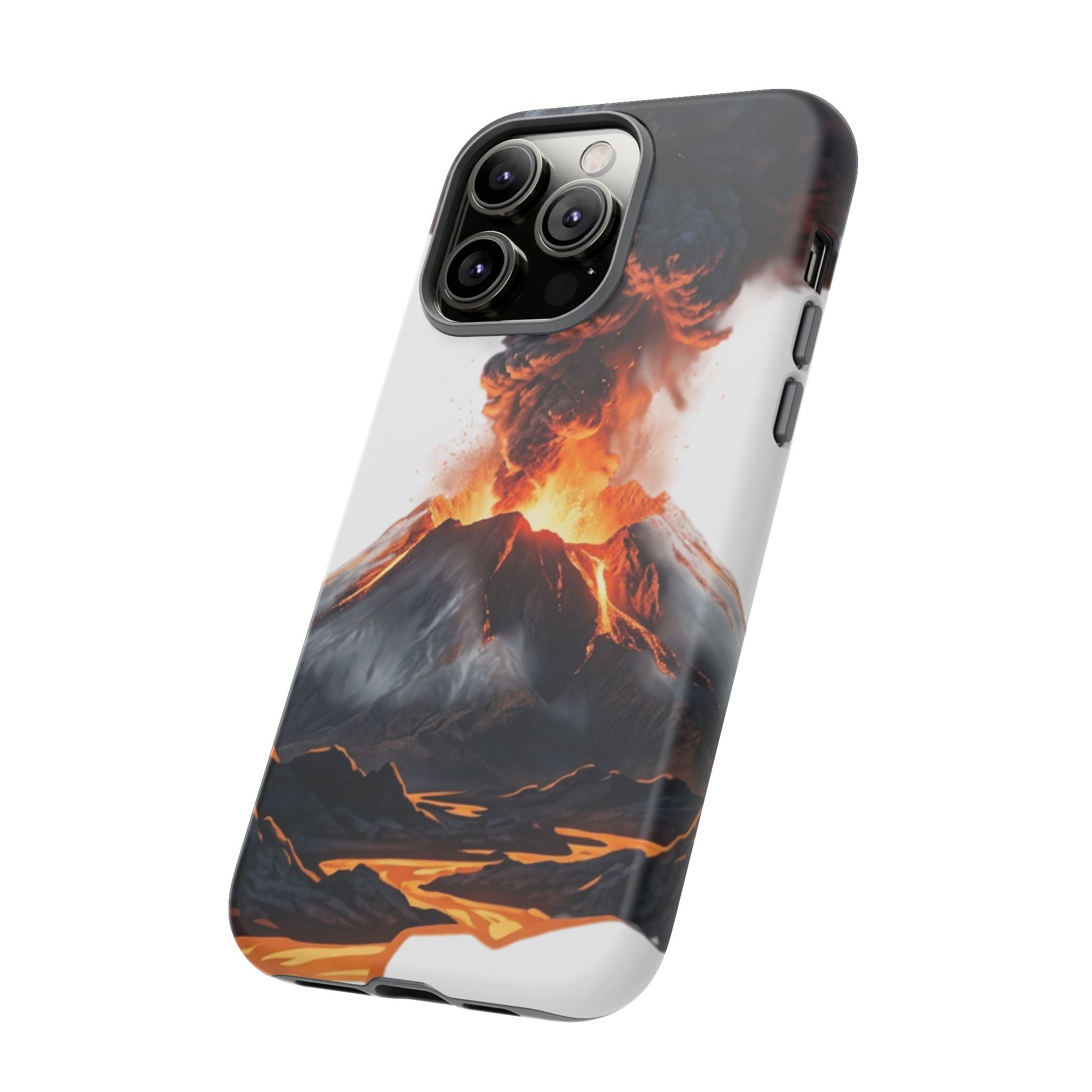 Volcano Eruption Tough Phone Case — Fiery Lava Protective Cover
