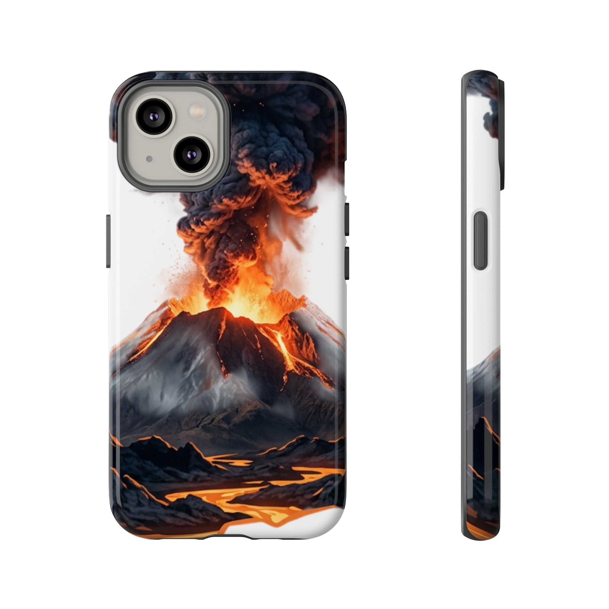 Volcano Eruption Tough Phone Case — Fiery Lava Protective Cover