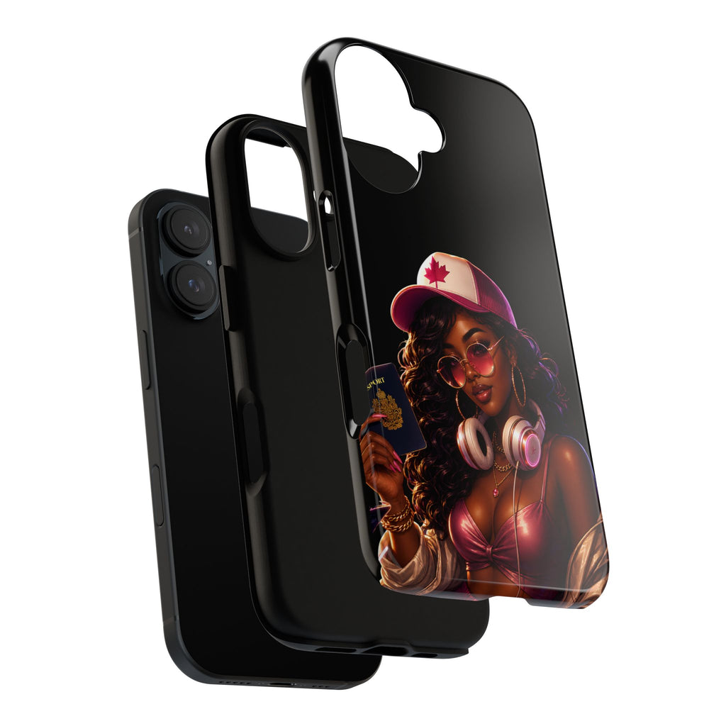 Phone Case - Cool Urban Woman with Headphones & Maple Hat