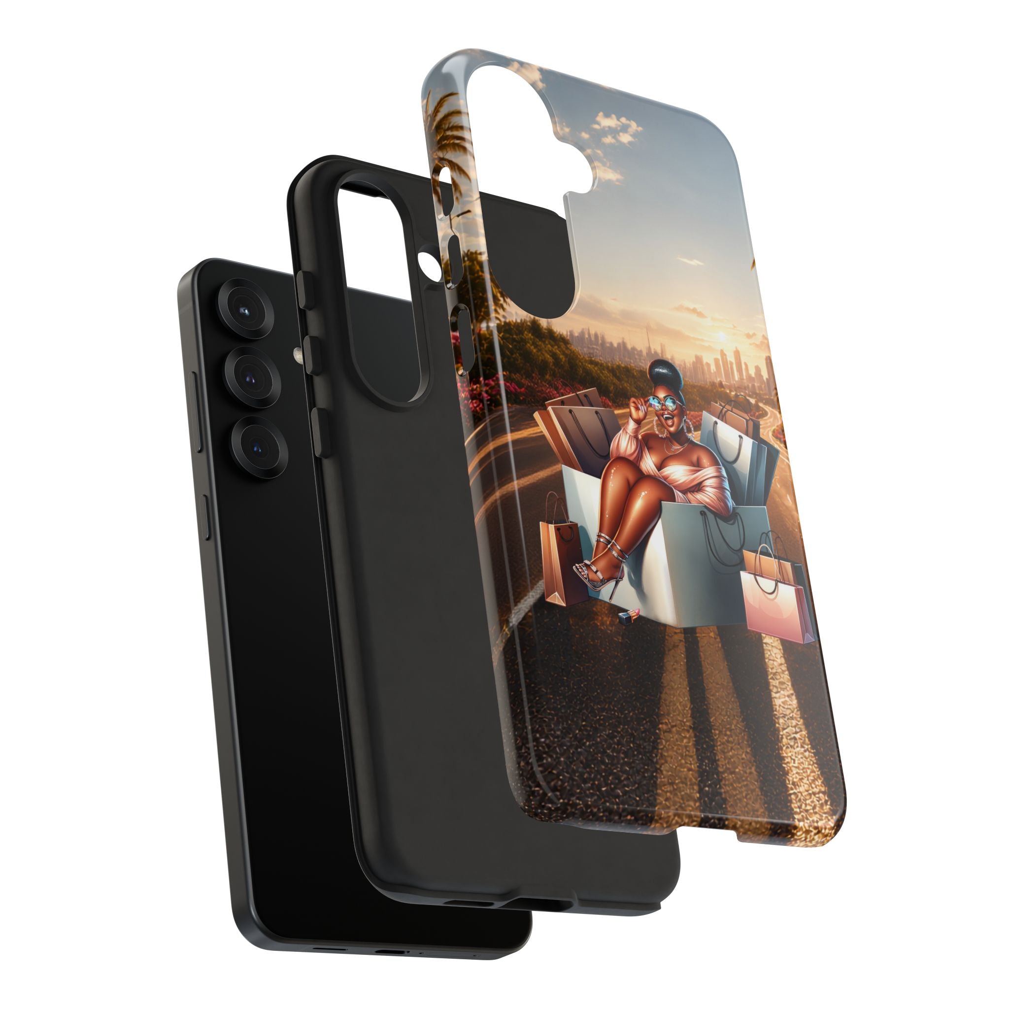 Phone Case — Chic Shopper Illustration on Cloud Background
