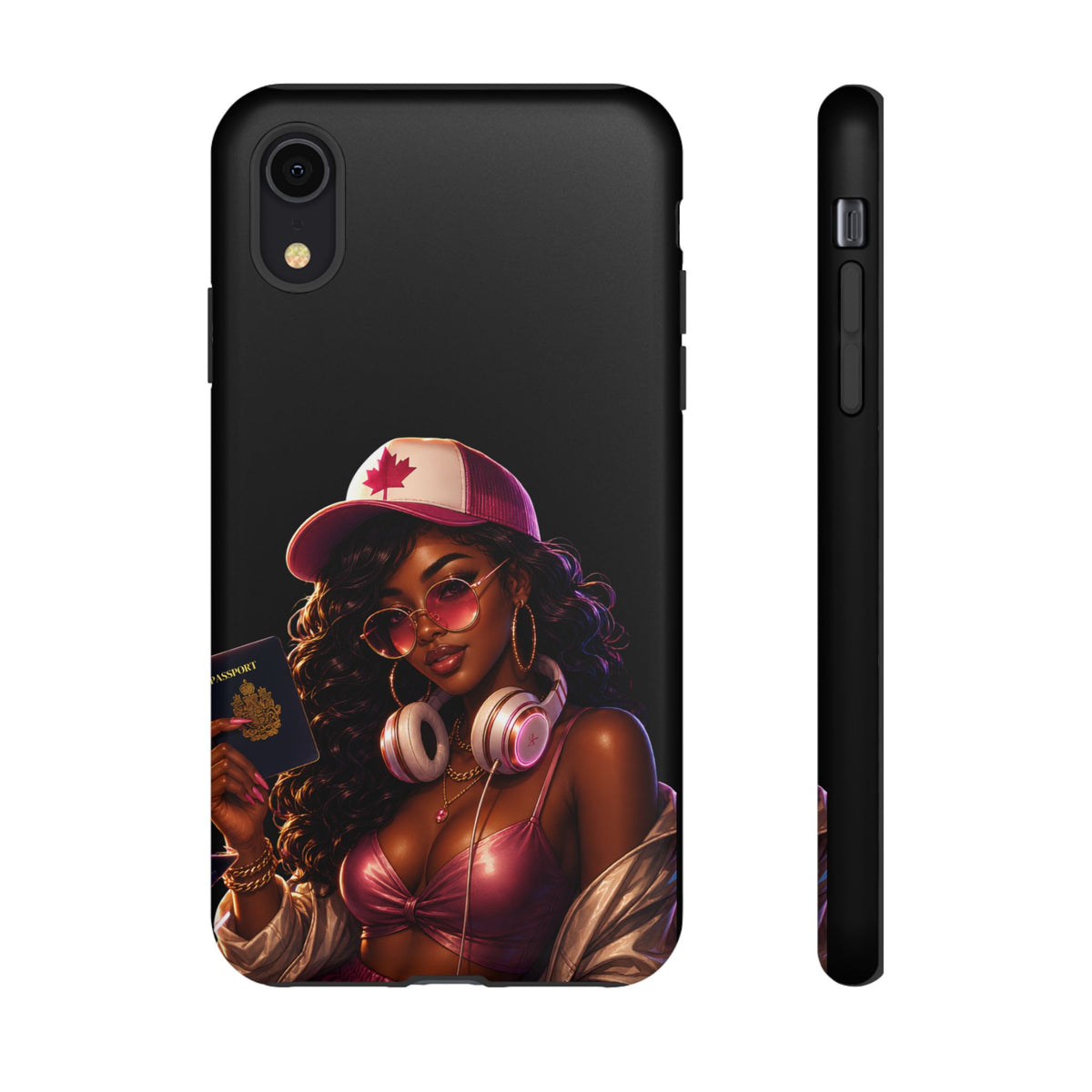 Phone Case - Cool Urban Woman with Headphones & Maple Hat
