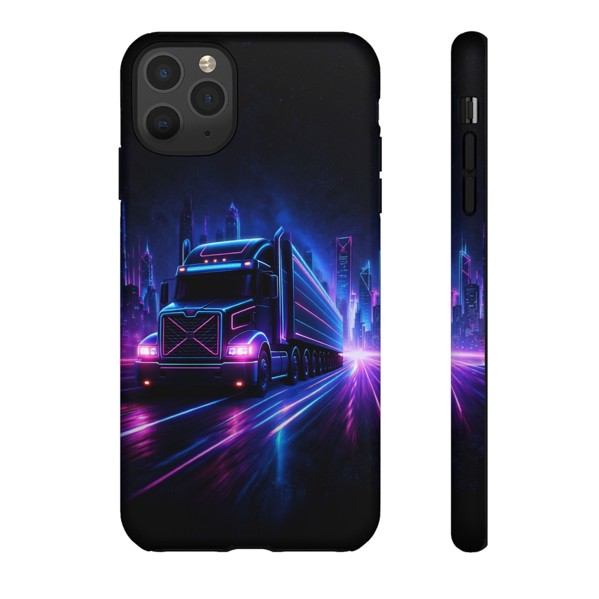 Neon Retro Rig Phone Case — Trucker Semi Truck Nightscape Protective Case