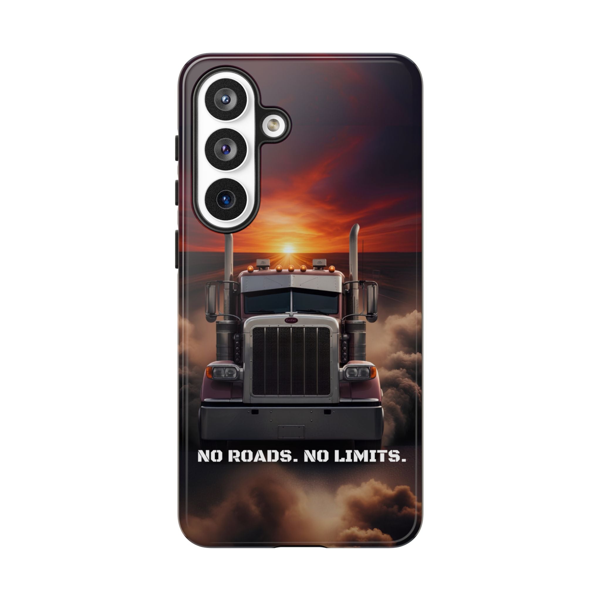 Truck Phone Case — "No Roads. No Limits." Sunset Semi Truck Protective Case