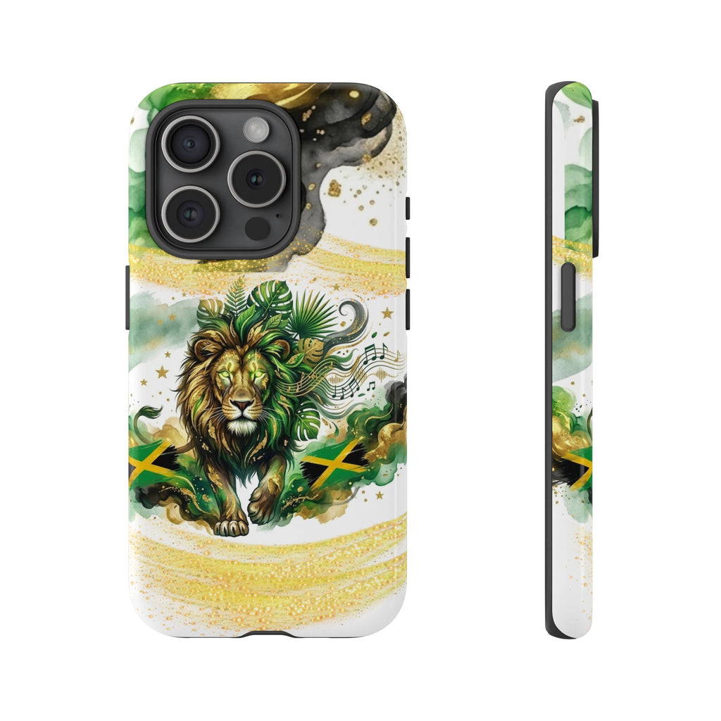 Reggae Lion Phone Case — Jamaican Flag Rasta Art Tough Phone Cover