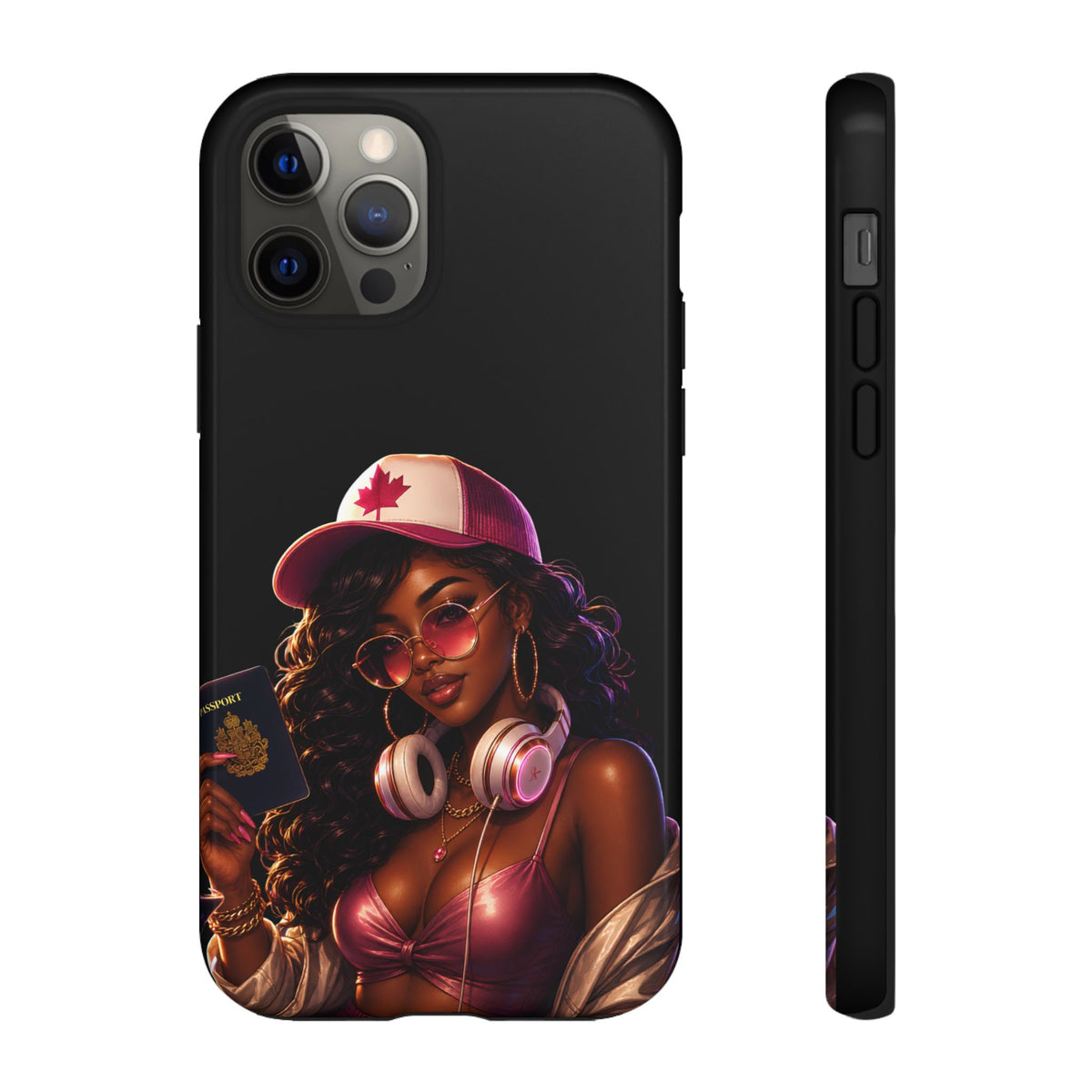 Phone Case - Cool Urban Woman with Headphones & Maple Hat