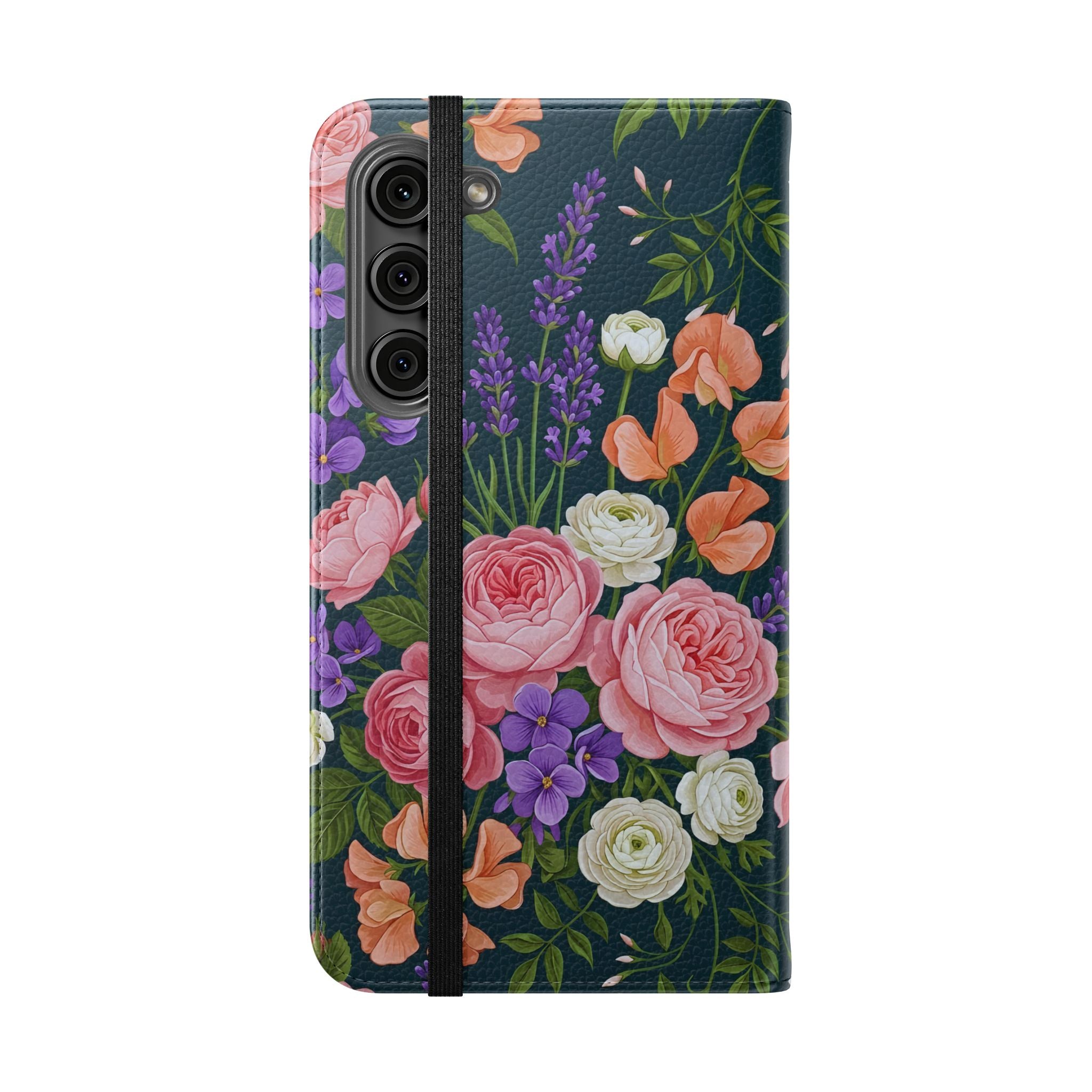 Floral Flip Phone Case -Wallet Cover with Card Slots
