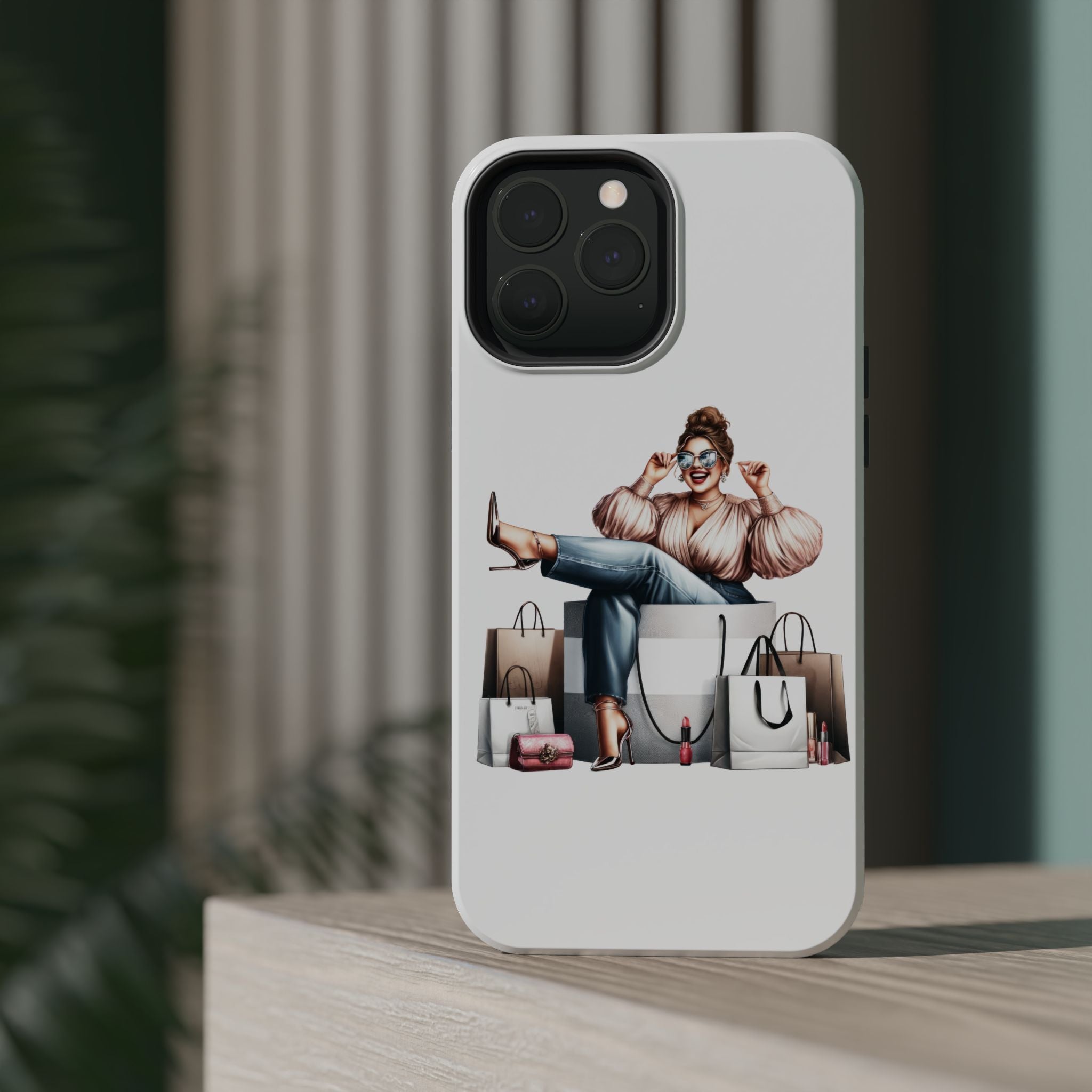 Magnetic Impact-Resistant Case — Luxury Shopper Goddess on Clouds Phone Cover