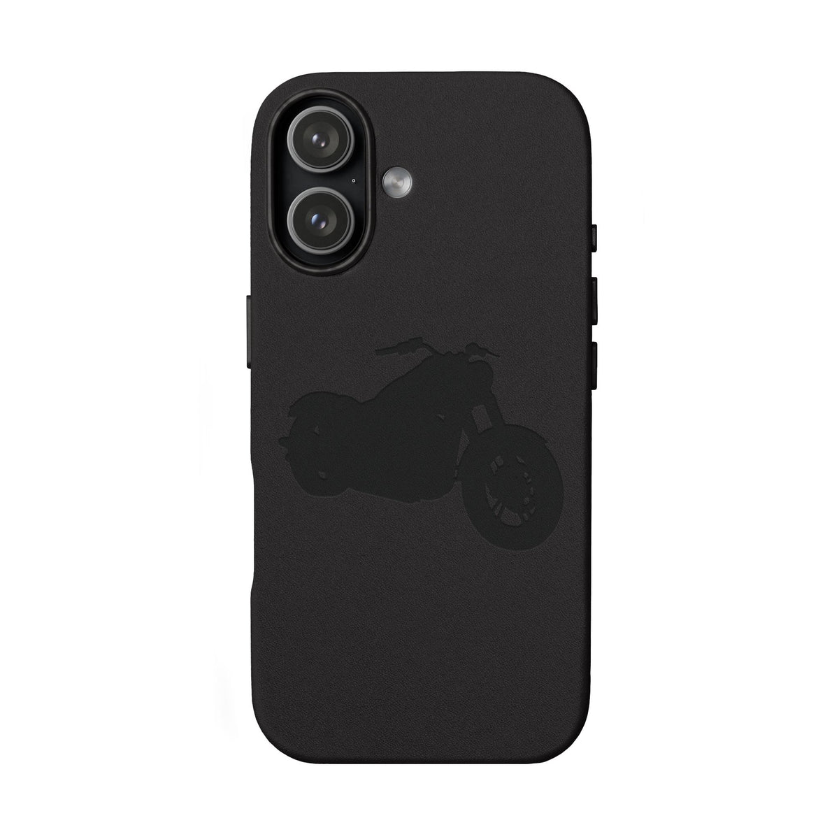 Engraved PU Leather Phone Case — Motorcycle Silhouette
