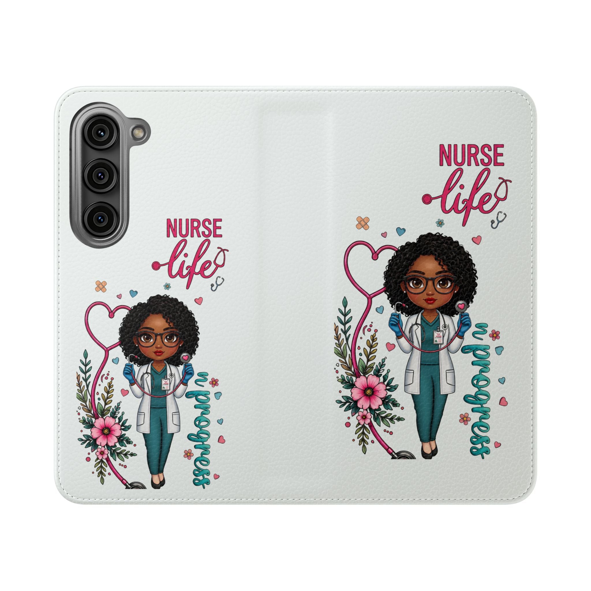 Nurse Life Floral Flip Phone Case - Medical RN Wallet Cover