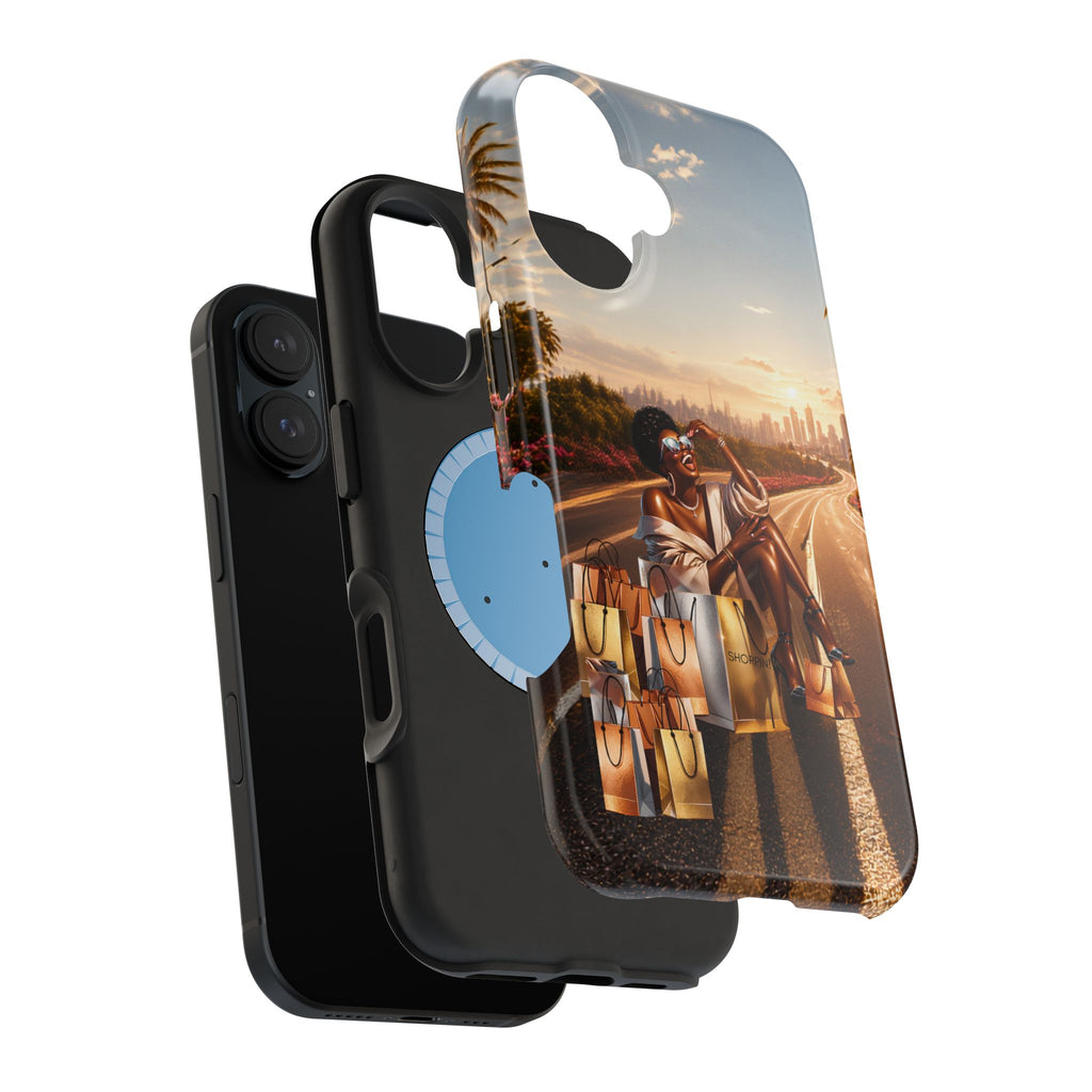 Phone Case - 'Retail Therapy' Magnetic Impact-Resistant Case, Sunset Shopping Design