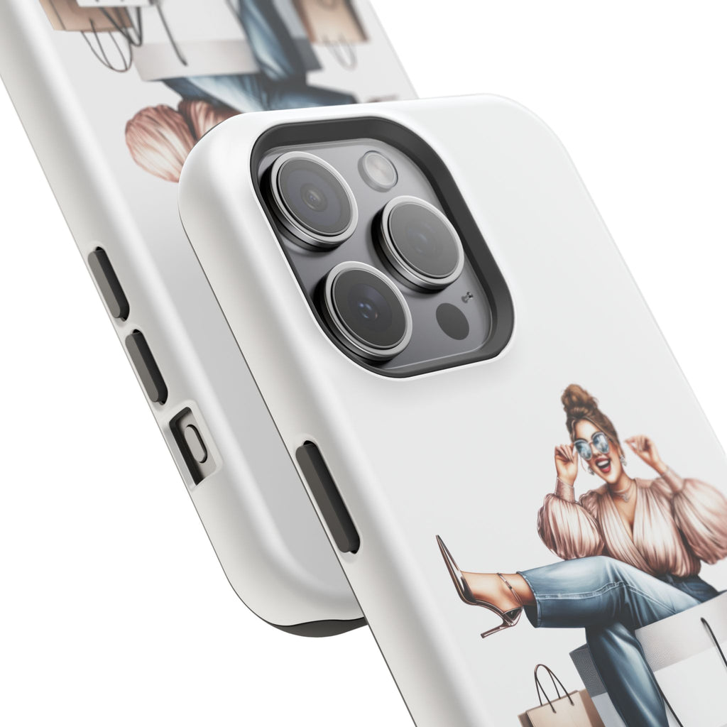 Magnetic Impact-Resistant Case — Luxury Shopper Goddess on Clouds Phone Cover