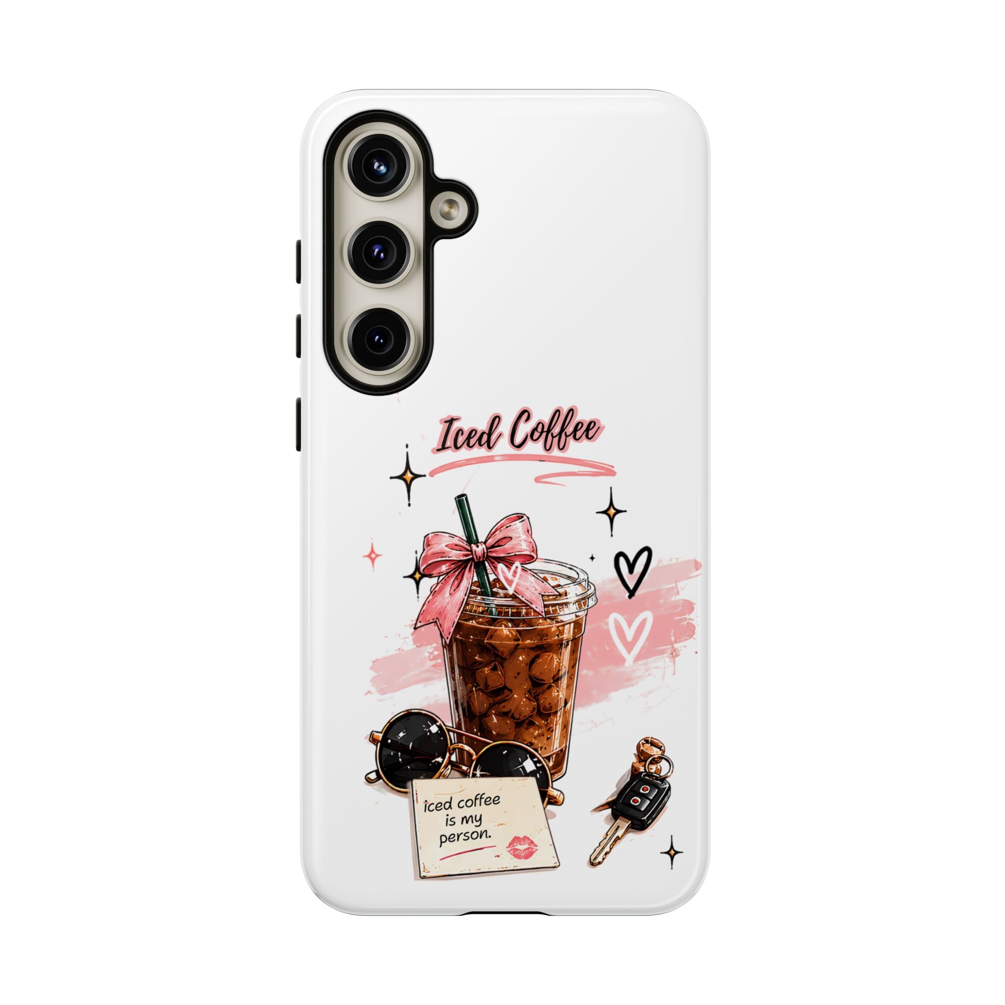 Iced Coffee Phone Case – Cute Pink Boba Design ("Iced coffee is my person")