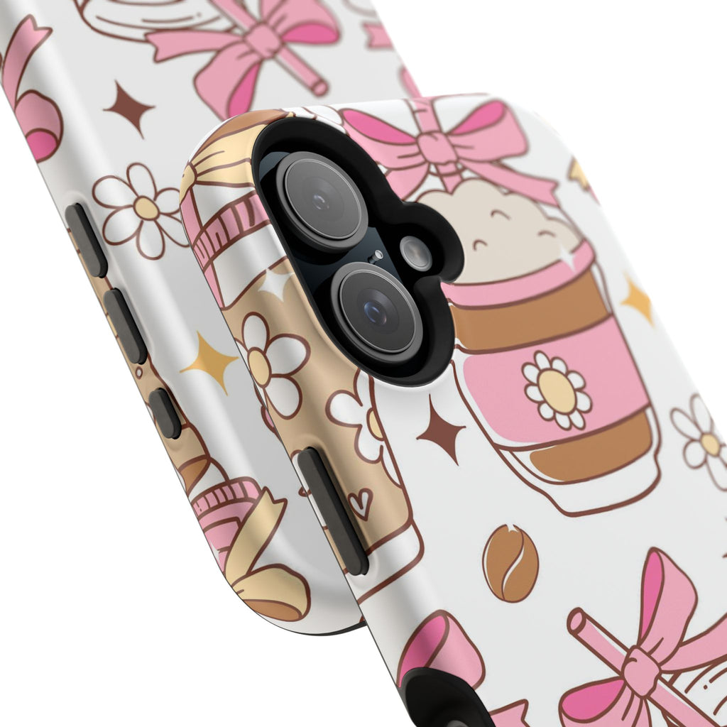 Cute Pink Coffee & Latte Pattern Impact Phone Case