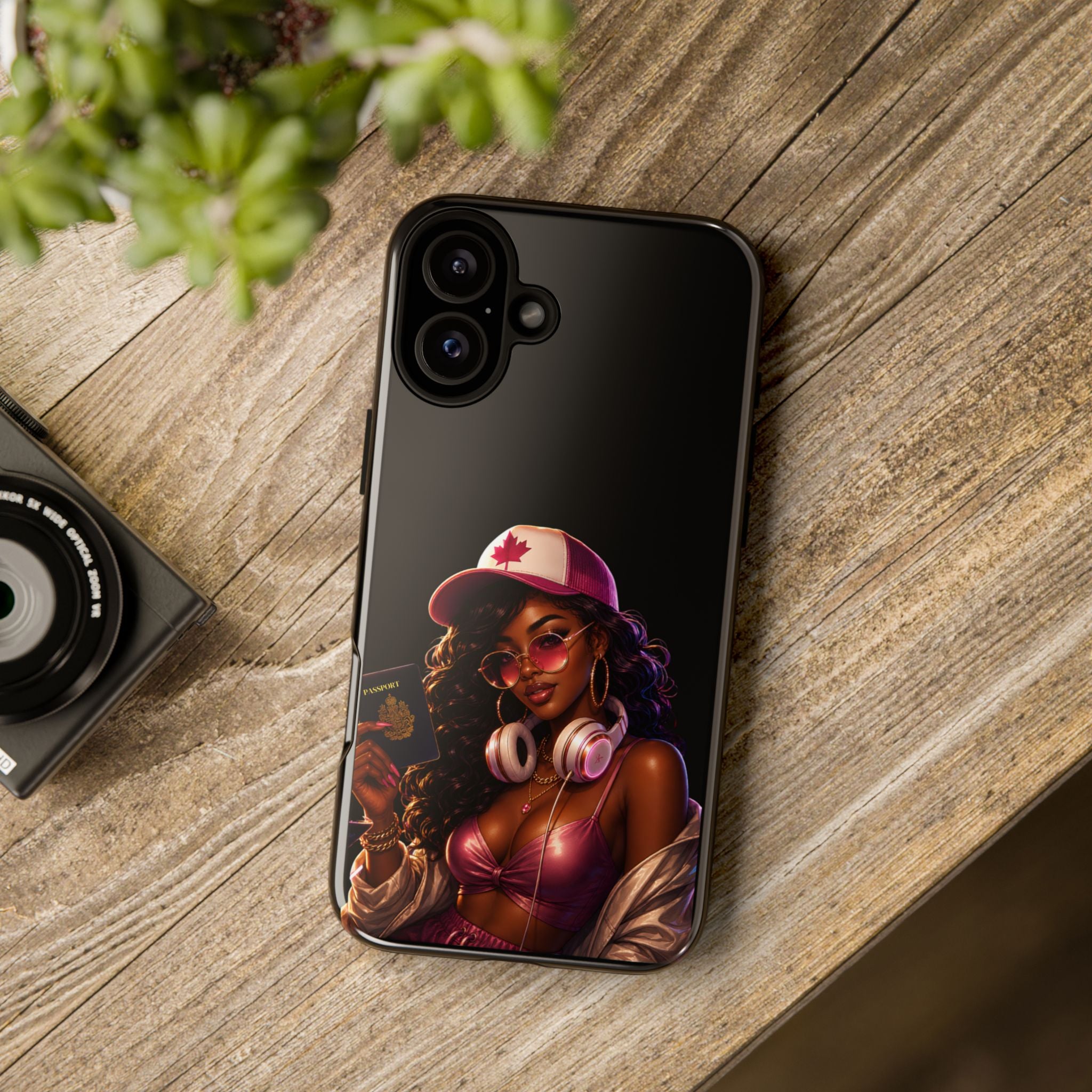 Phone Case — Stylish Urban Woman Design with Maple Cap