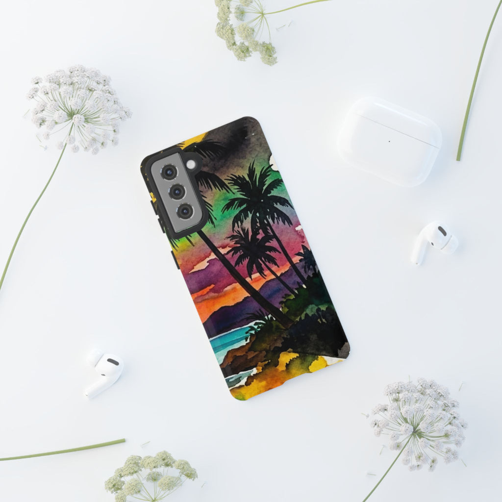 Tropical Sunset Phone Case – Palm Tree Beach Protective Cover
