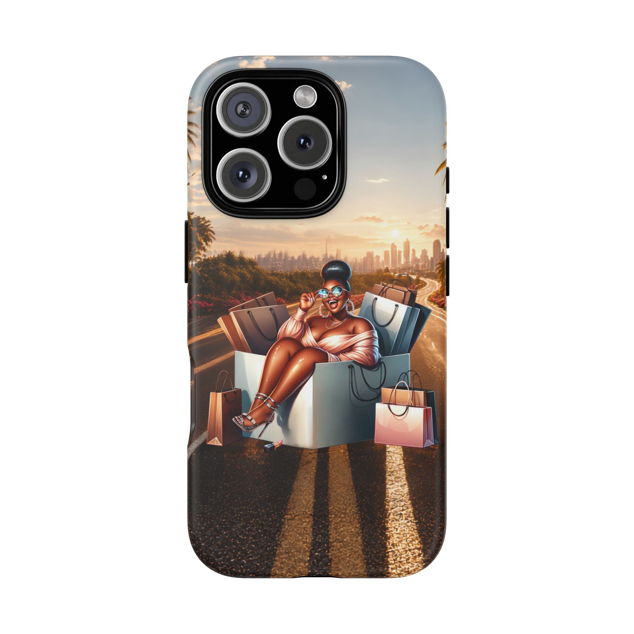 Phone Case — Chic Shopper Illustration on Cloud Background