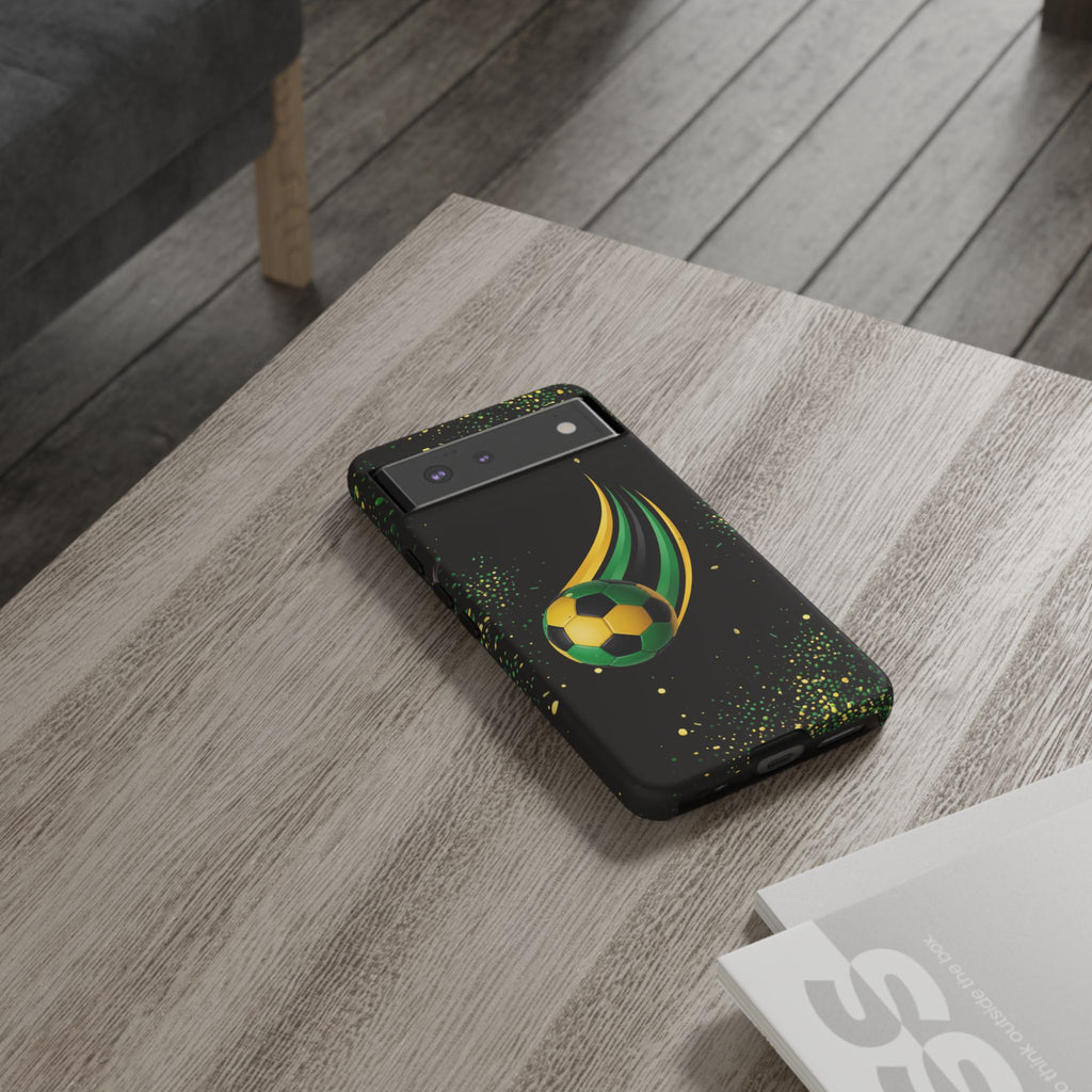 Soccer Comet Tough Phone Case – Green & Yellow Football Design