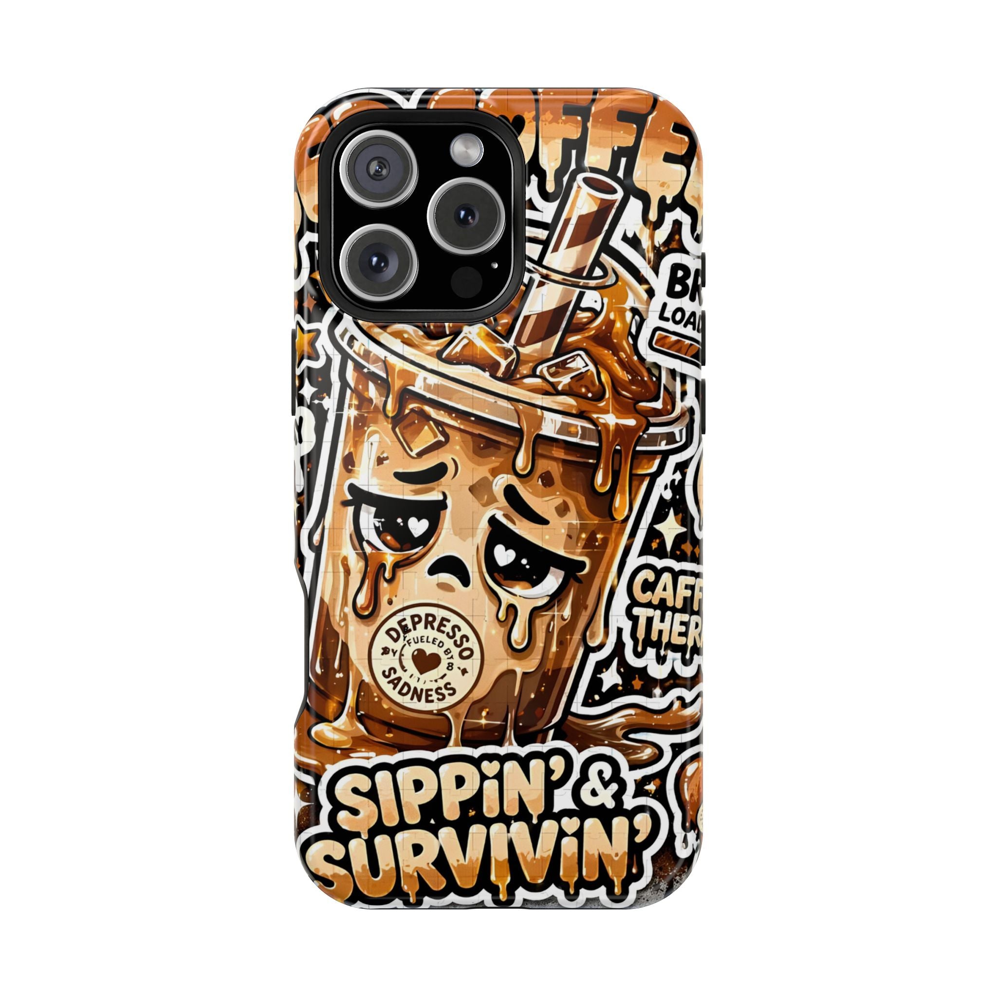 Iced Coffee Phone Case — “Sippin' & Survivin'” Magnetic Impact-Resistant Case