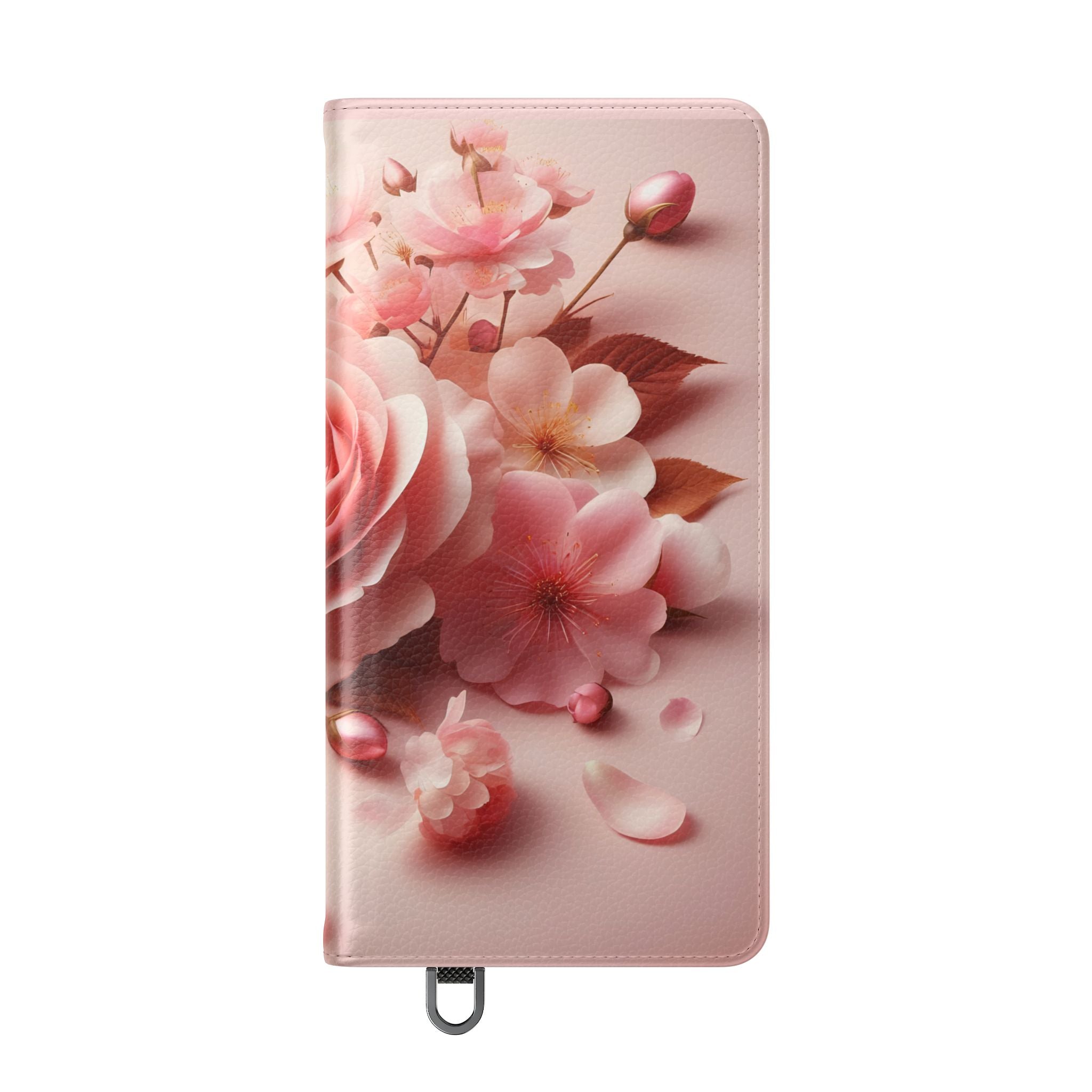 Floral Rose Flip Case — Pink Blossom Wallet Phone Cover