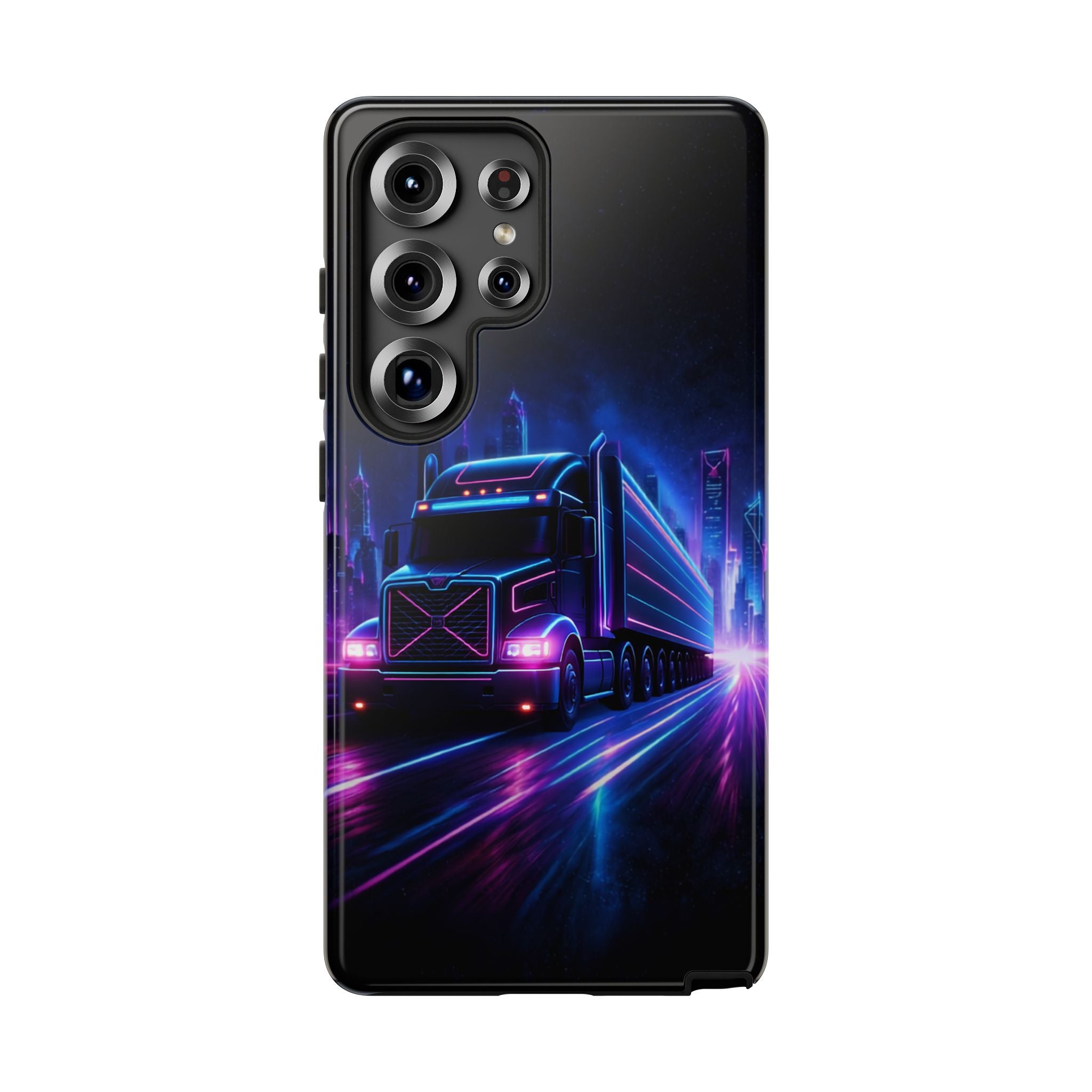 Neon Retro Rig Phone Case — Trucker Semi Truck Nightscape Protective Case