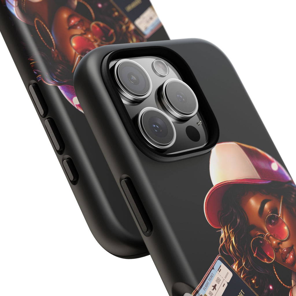 Tough Case – Stylized Urban Girl Phone Case with Headphones & Passport