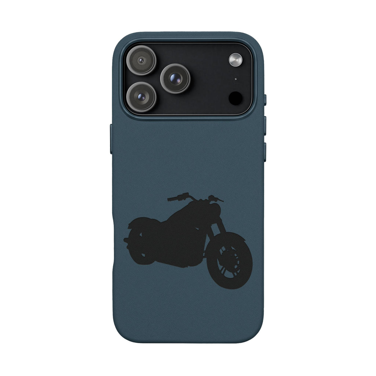 Engraved PU Leather Phone Case — Motorcycle Silhouette
