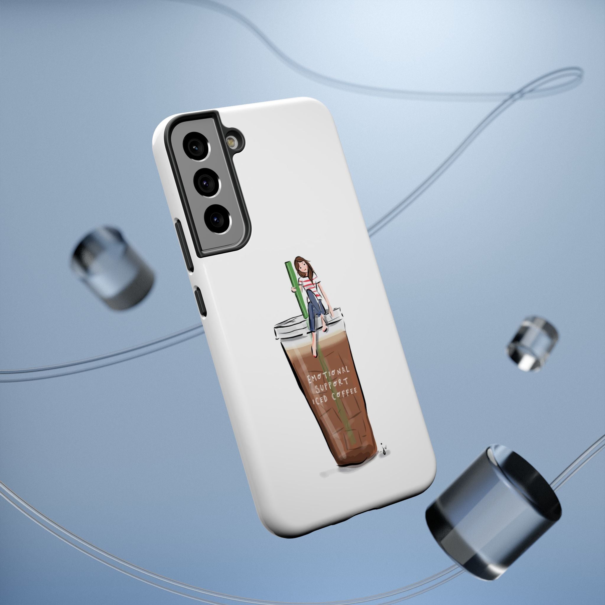 Iced Coffee & Me Phone Case — Cute Illustration 'Emotional Support Iced Coffee' Impact-Resistant Case
