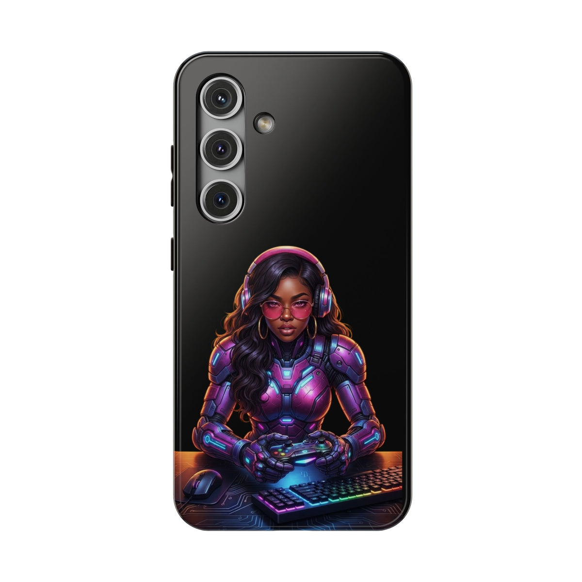 Gamer Girl Cyber Armor Phone Case — Impact‑Resistant Protective Cover