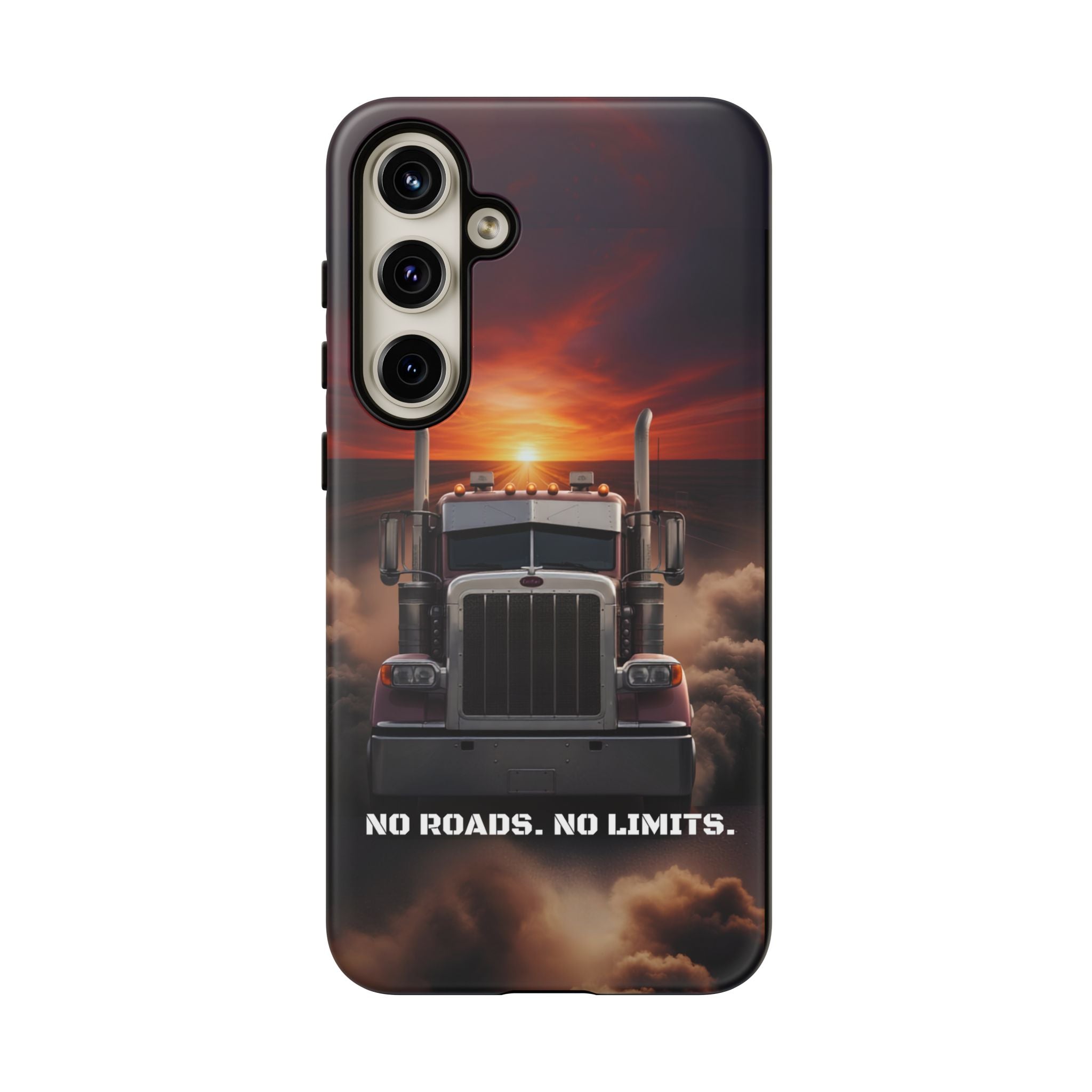 Truck Phone Case — "No Roads. No Limits." Sunset Semi Truck Protective Case
