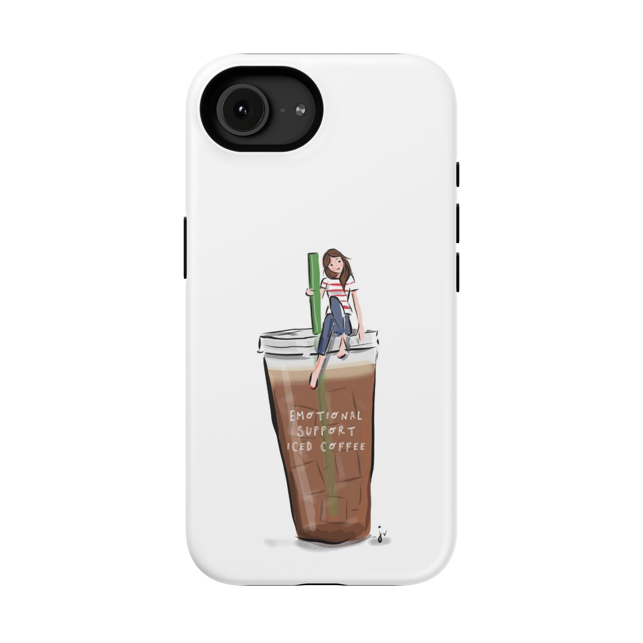 Iced Coffee & Me Phone Case — Cute Illustration 'Emotional Support Iced Coffee' Impact-Resistant Case