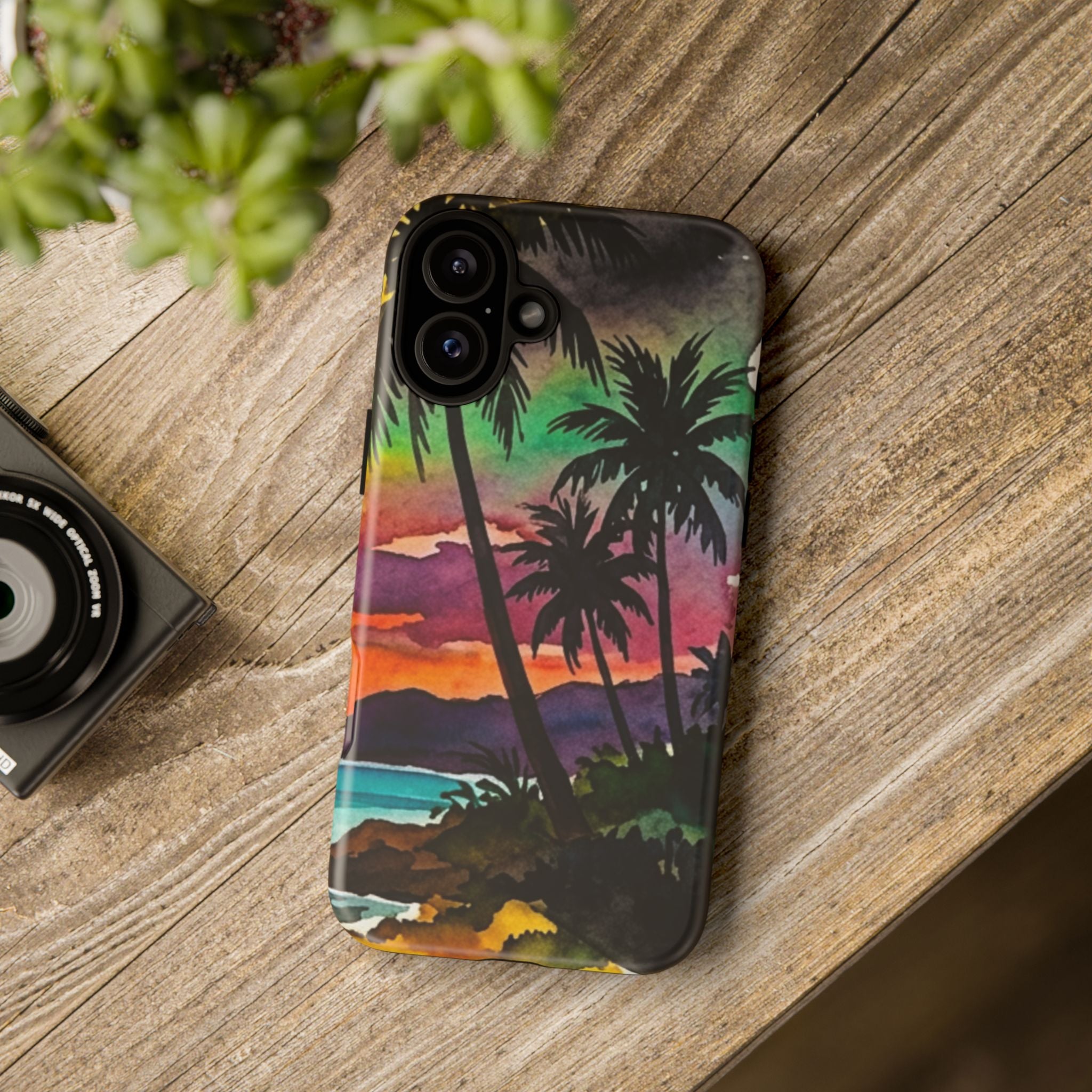 Tropical Sunset Phone Case – Palm Tree Beach Protective Cover